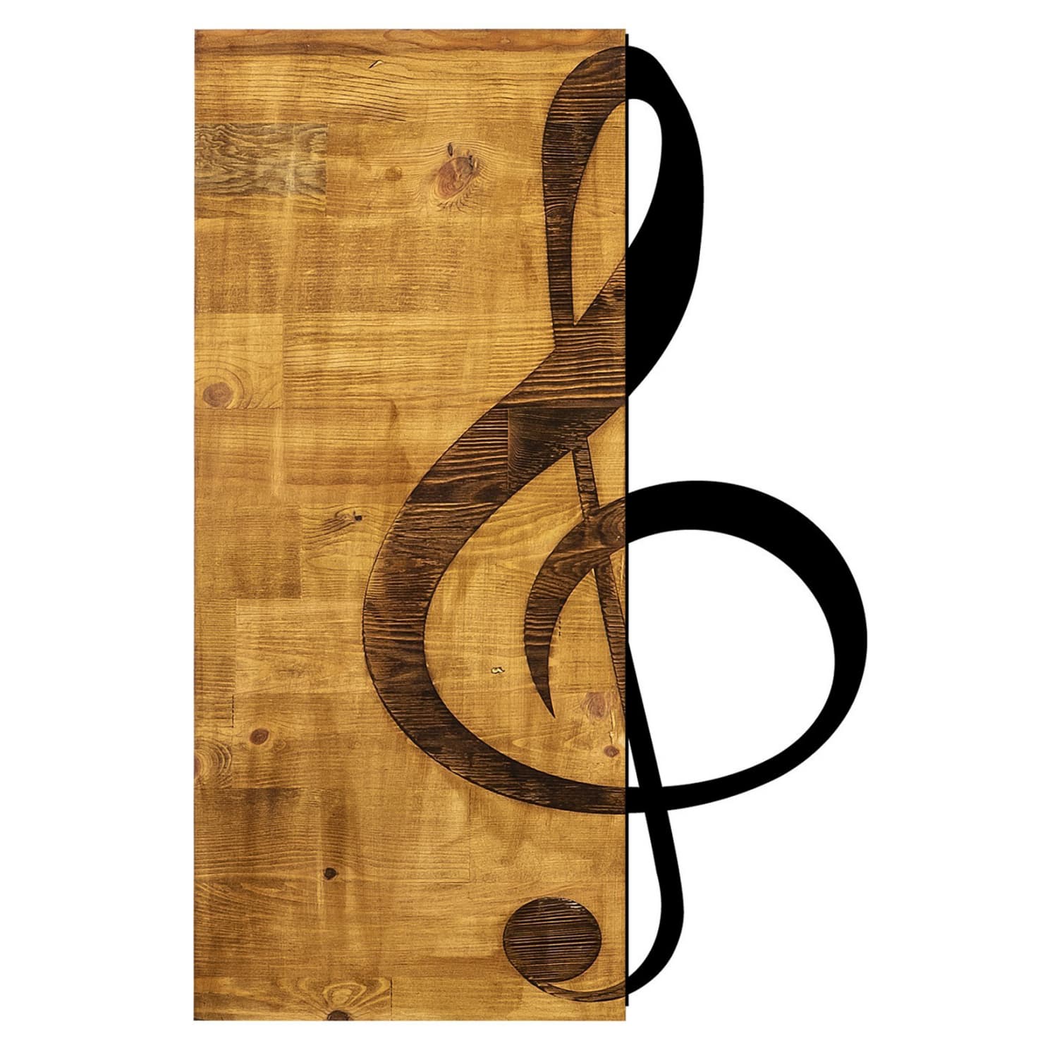Wooden Wall Decoration with Black Metal Sol Key 39x58 cm.