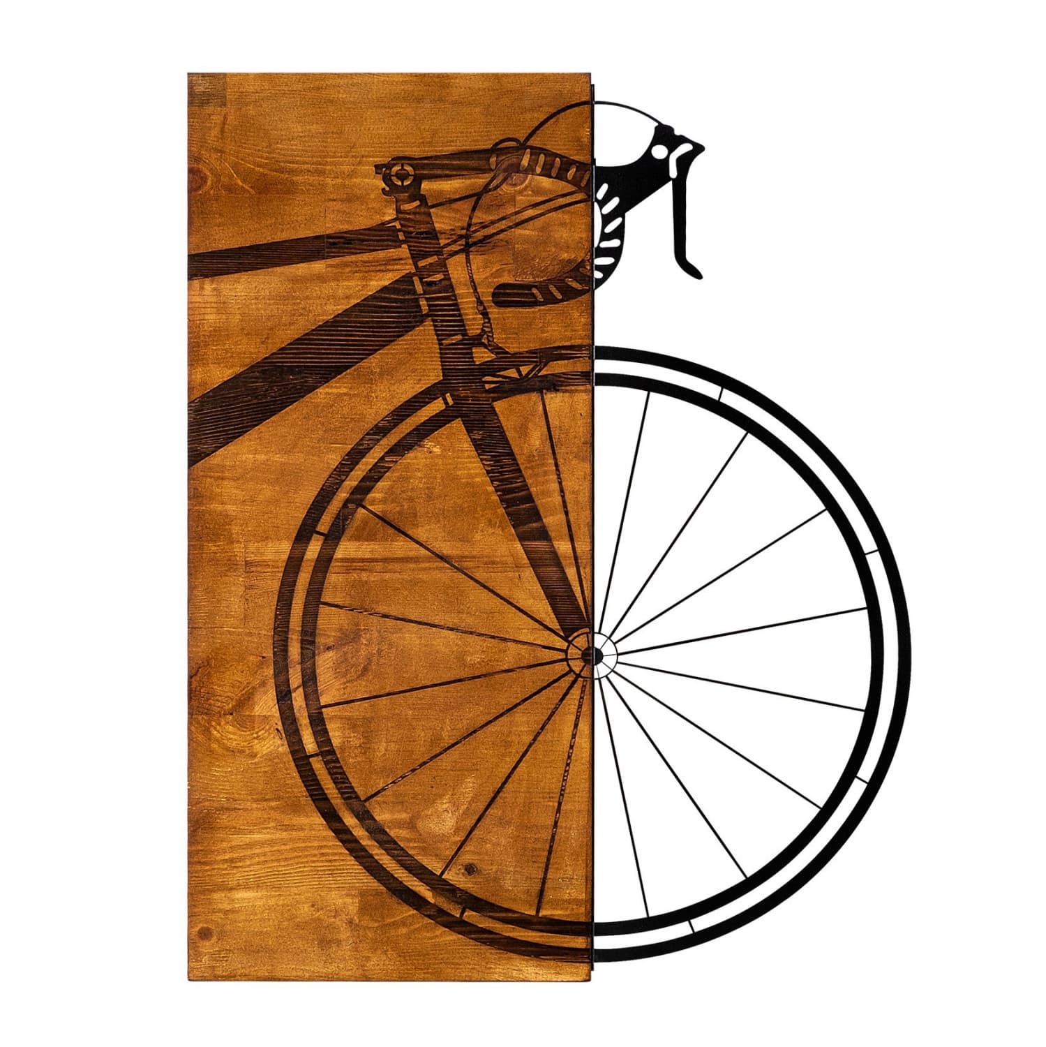 WOODEN WALL DECORATION WITH METALLIC BICYCLE 45X58