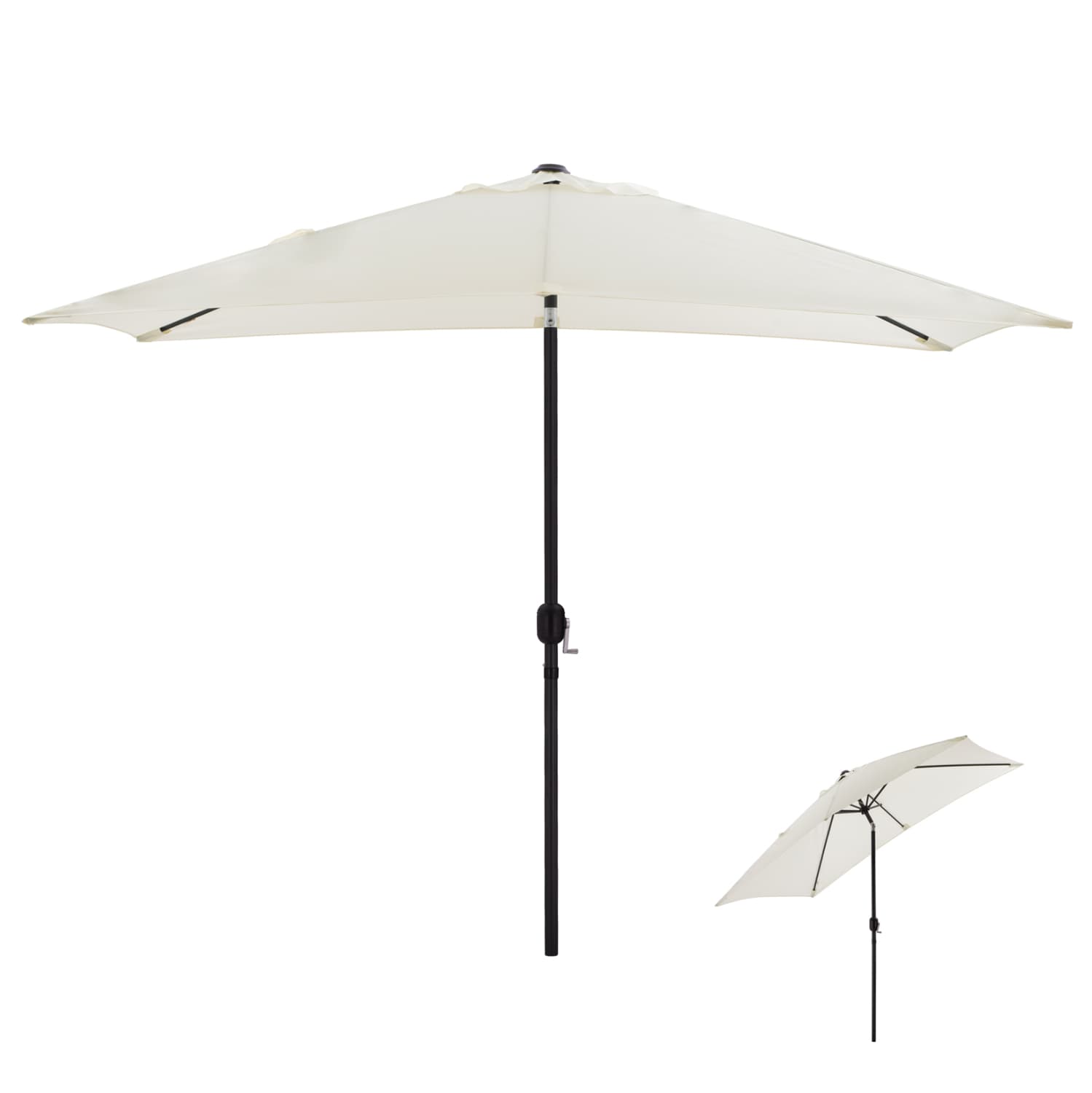 ALUMINUM UMBRELLA RECTANGULAR RECLINING BEIGE GRAY 262x170x253 cm.
