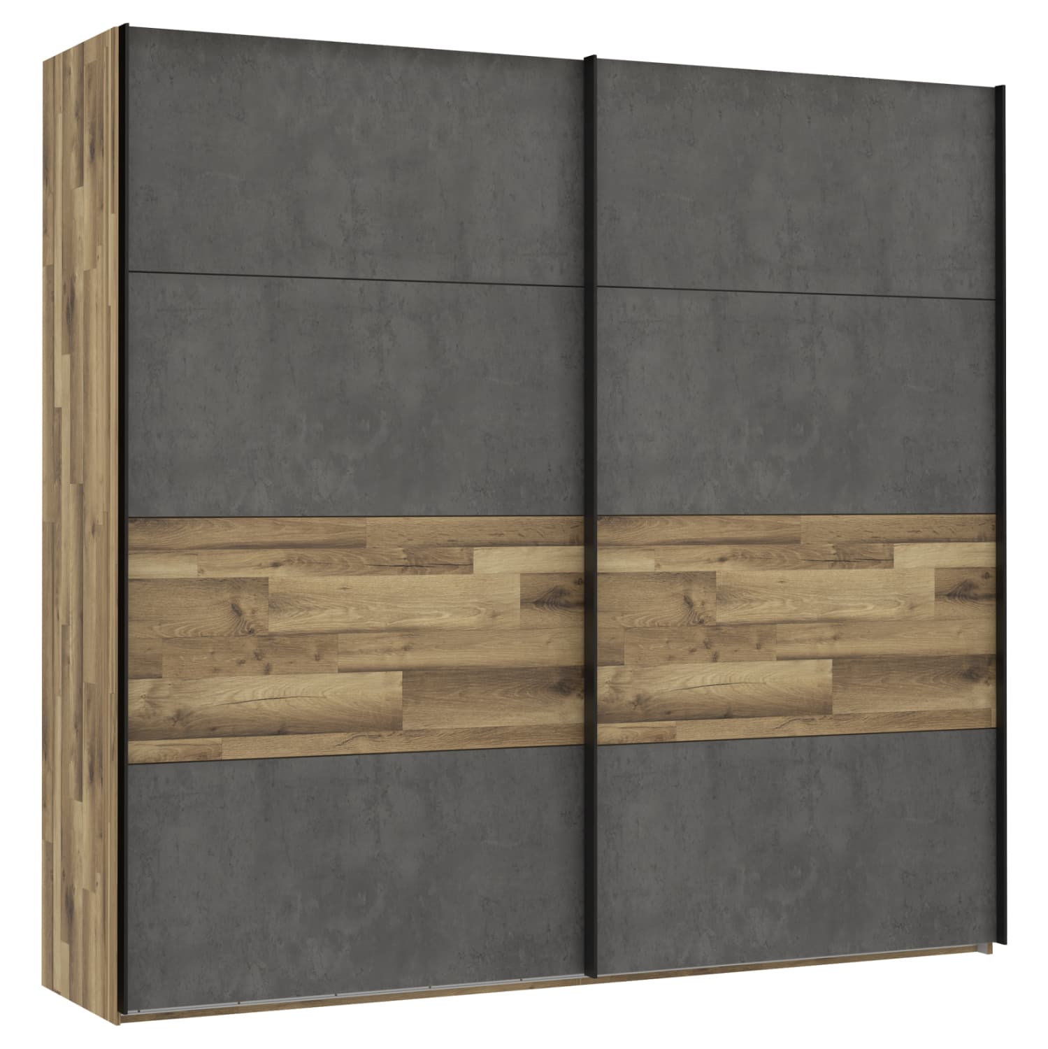 SLIDING WARDROBE WALNUT GREY CEMENT 230.9Χ61,2Χ215,9 cm.