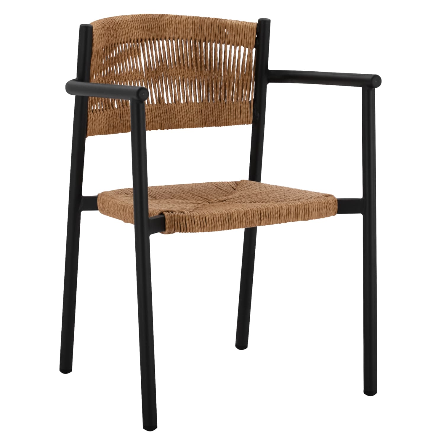 CHARCOAL ALUMINUM ARMCHAIR WITH BEIGE PE ROPE 55,5x50x77,5 cm.
