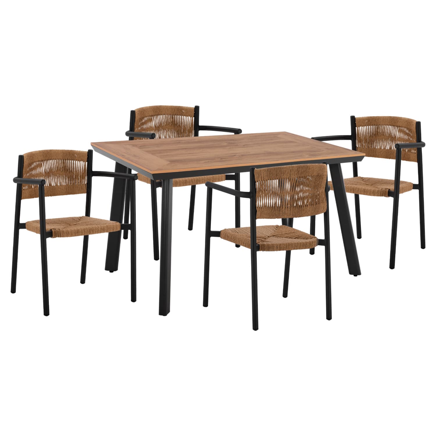 DINNING SET 5PCS POLYWOOD TABLE 120X80 AND CHARCOAL ALUMINUM CHAIRS