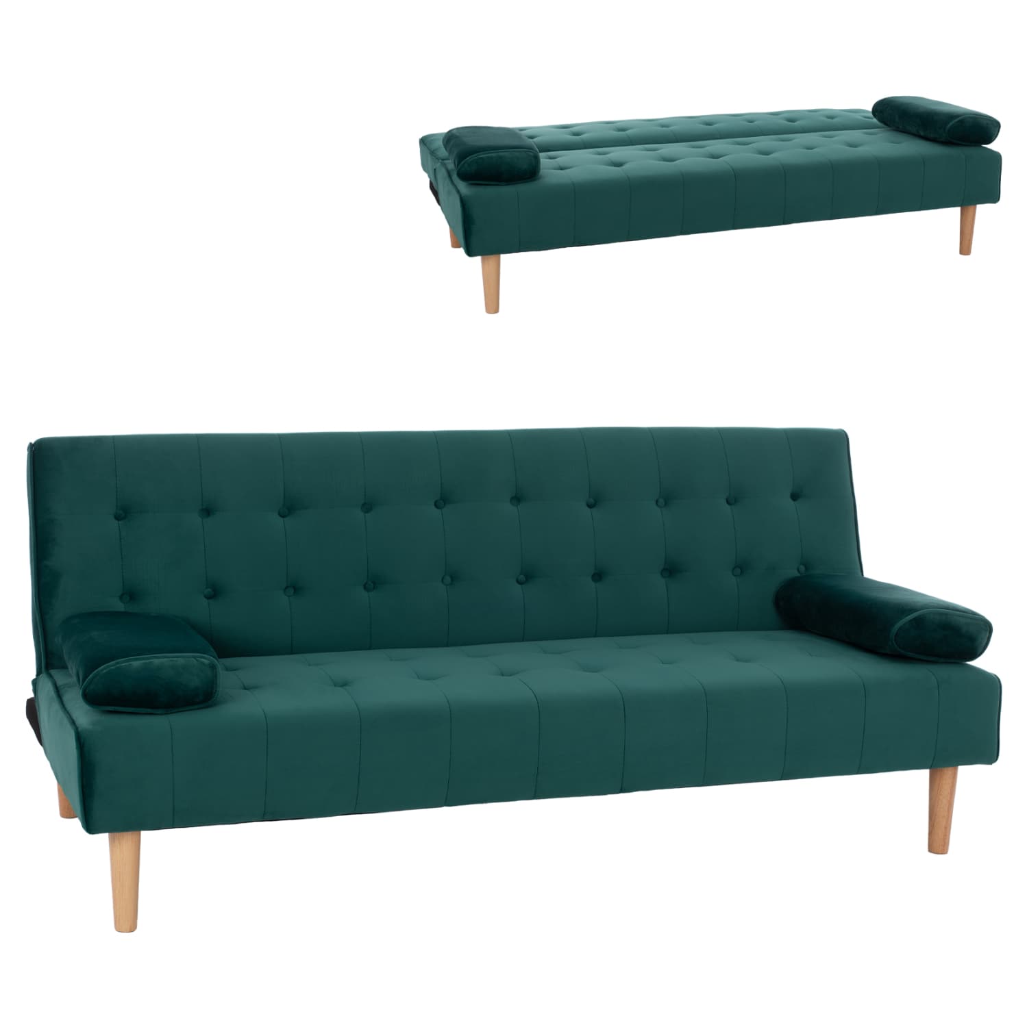 WANDA SOFA BED WITH GREEN VELVET 188X83X83Y cm.