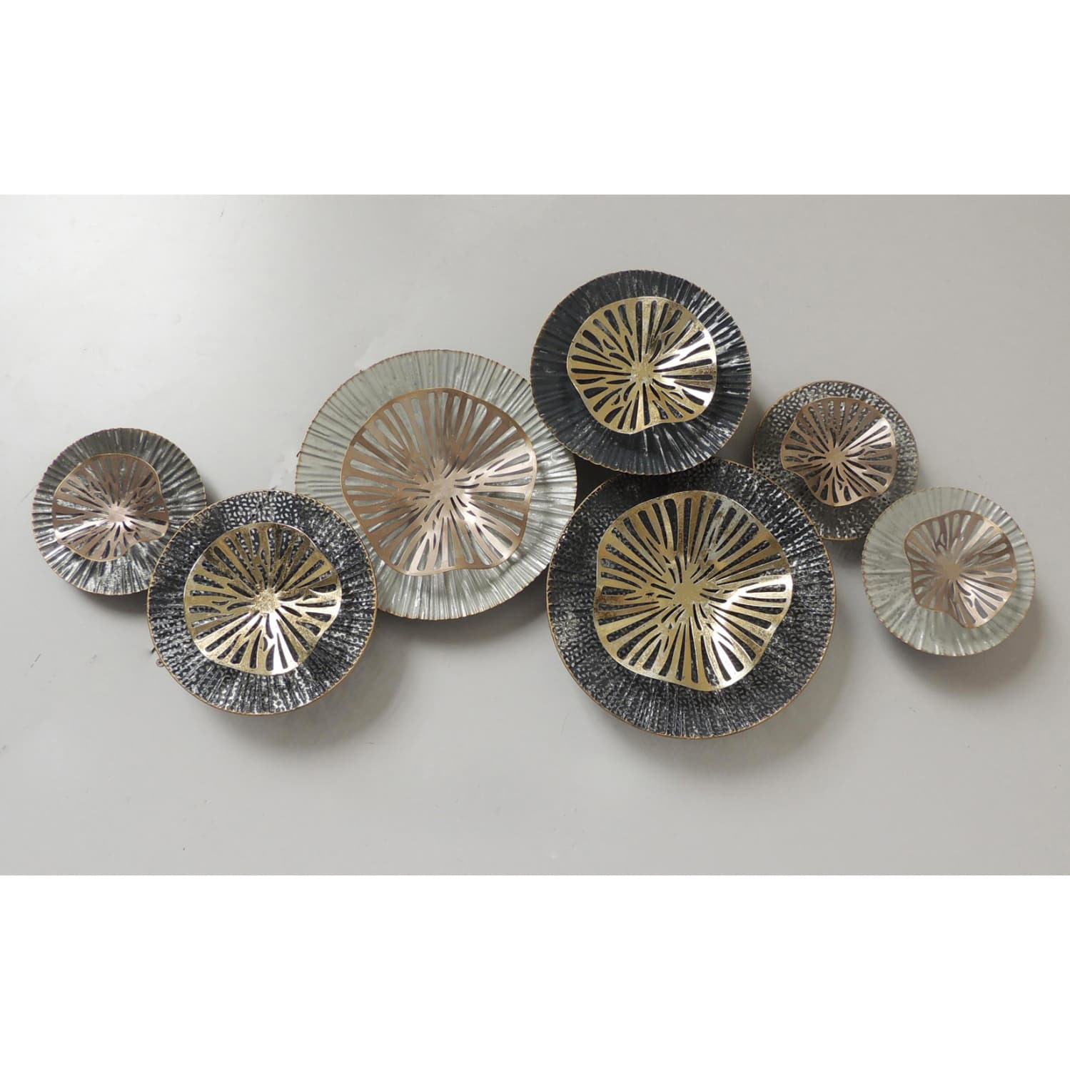 METAL WALL DECORATION CARBON GREY-WHITE-GOLD 98,5x7x46cm