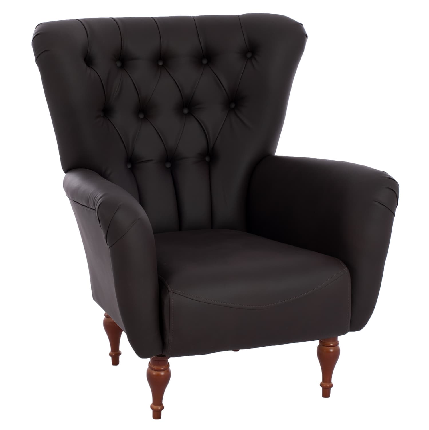 фотелја, Chesterfield-стил, кафеава PU, 87x88x100