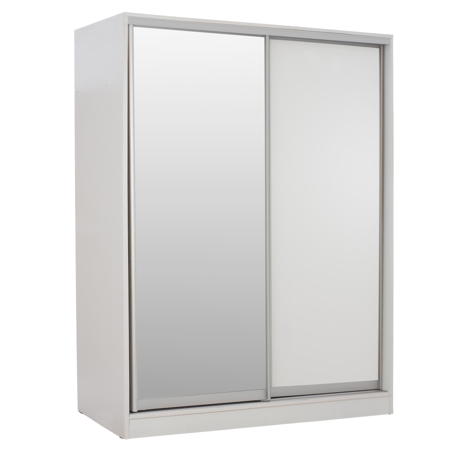 ГАРДЕРОБЕР СО ЛИЗГАЧКИ ВРАТИ СО ОГЛЕДАЛО БЕЛО 160x60x210 cm.