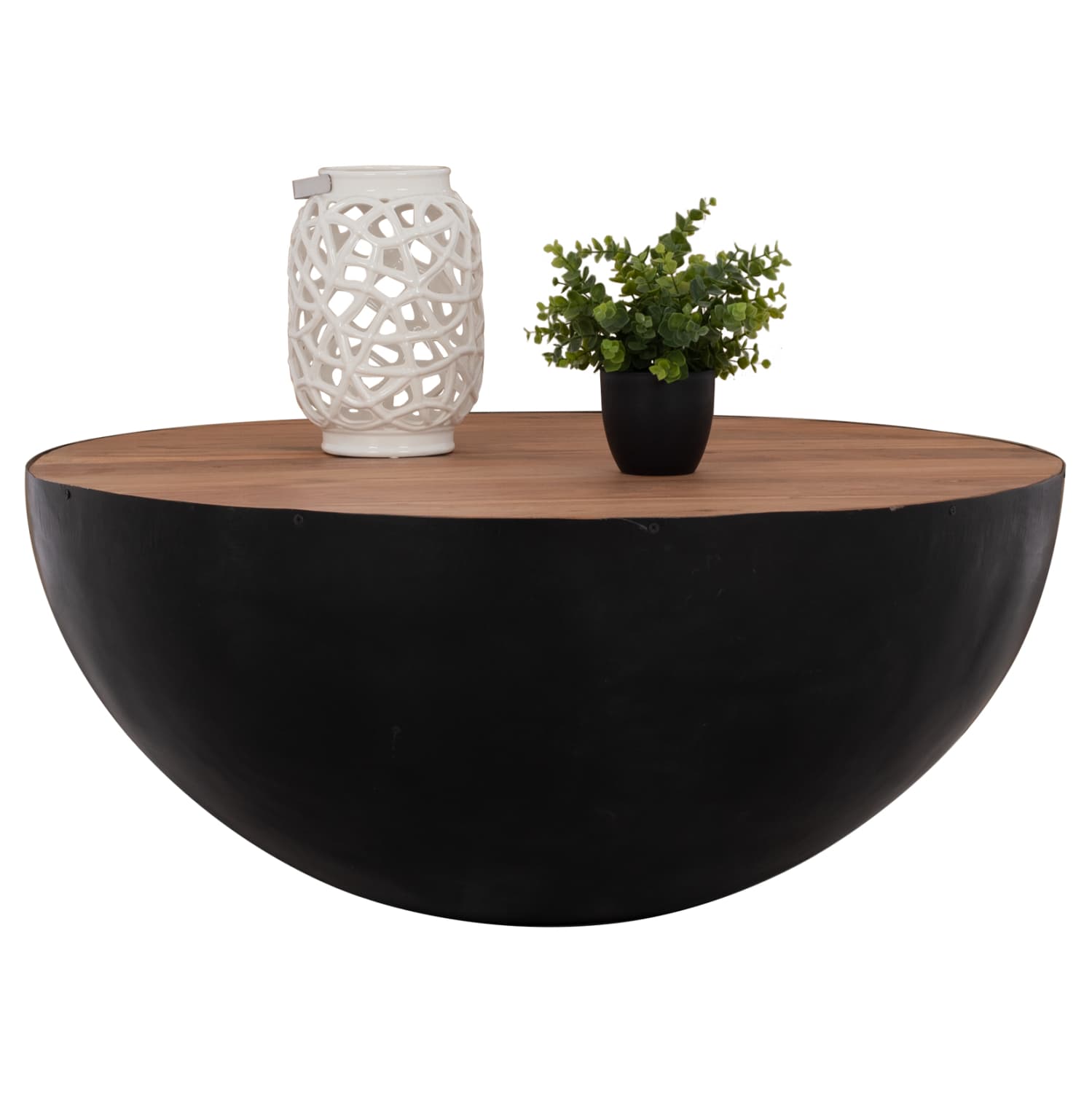 Декоративна маса за кафе Bowl Round Φ90x40cm Црна со акациско дрво