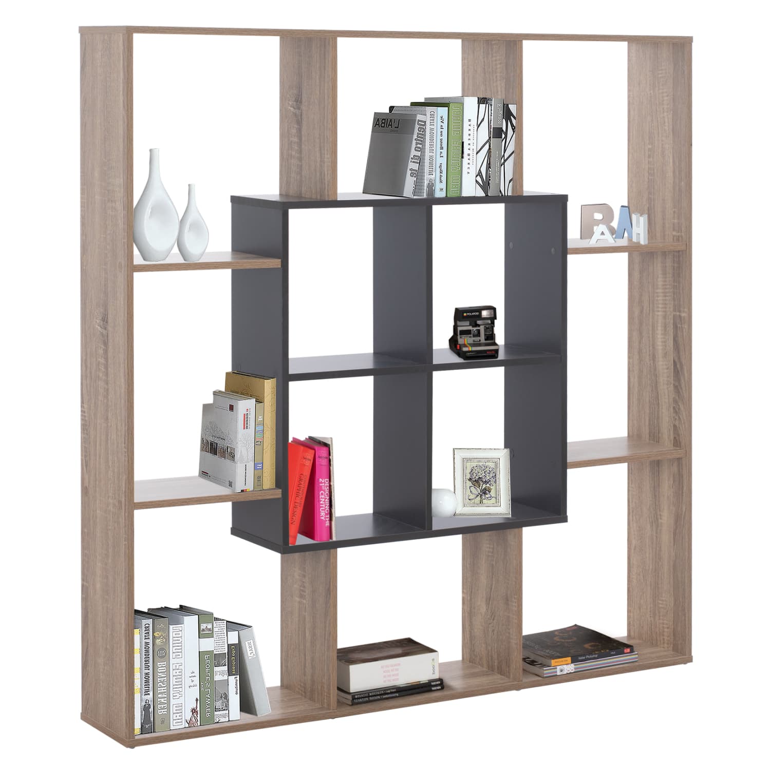 ПОЛИЦА ЗА КНИГИ BRODY 136X22X136 СИВА