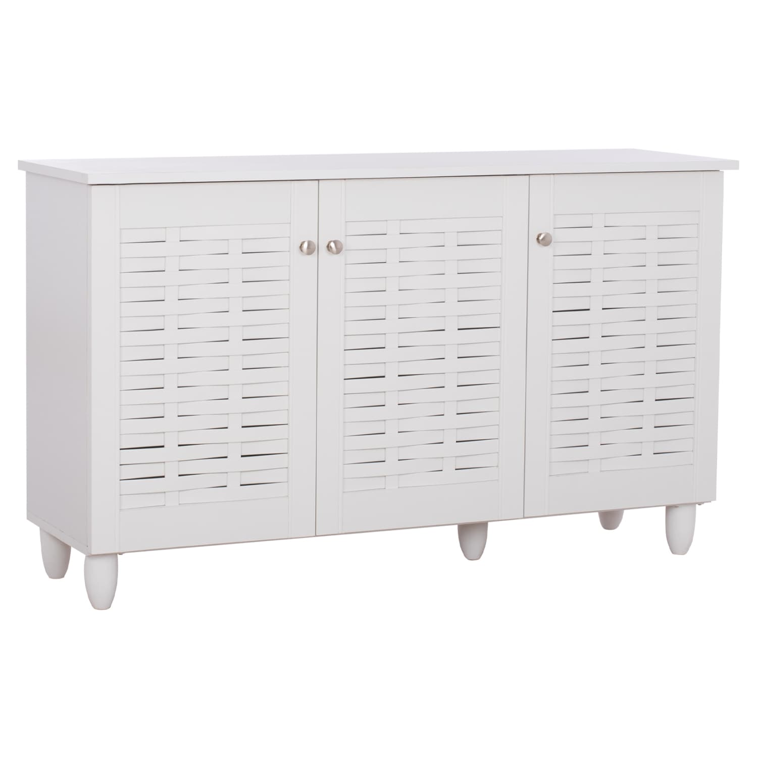 SHOE CABINET IGGY MELAMINE 3-DOOR WHITE WITH LEGS 114Χ34Χ68Hcm.