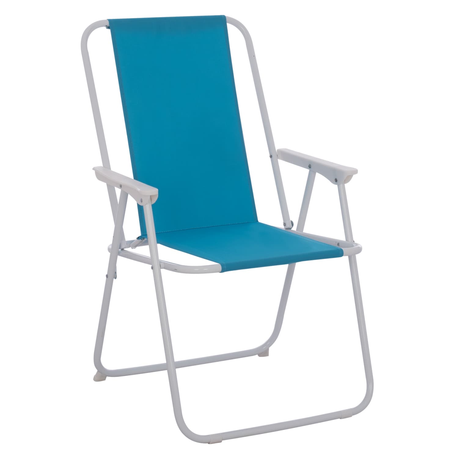 Beach chair with high back Foldable light blue Metallic