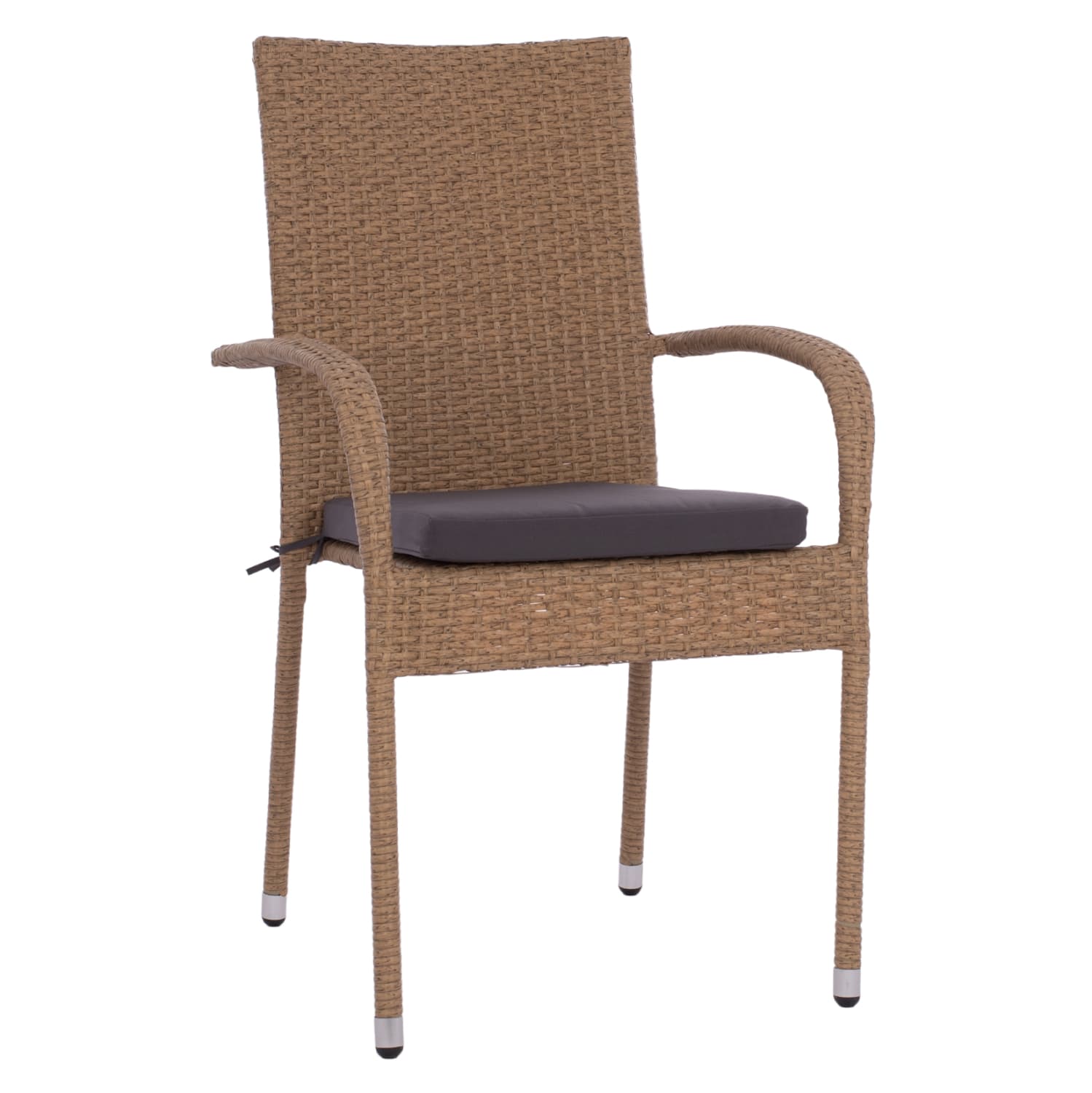 ARMCHAIR “ANISHA” METAL WITH BROWN-MOCHA WICKER AND SEAT CUSHION 56x60x94H CM.