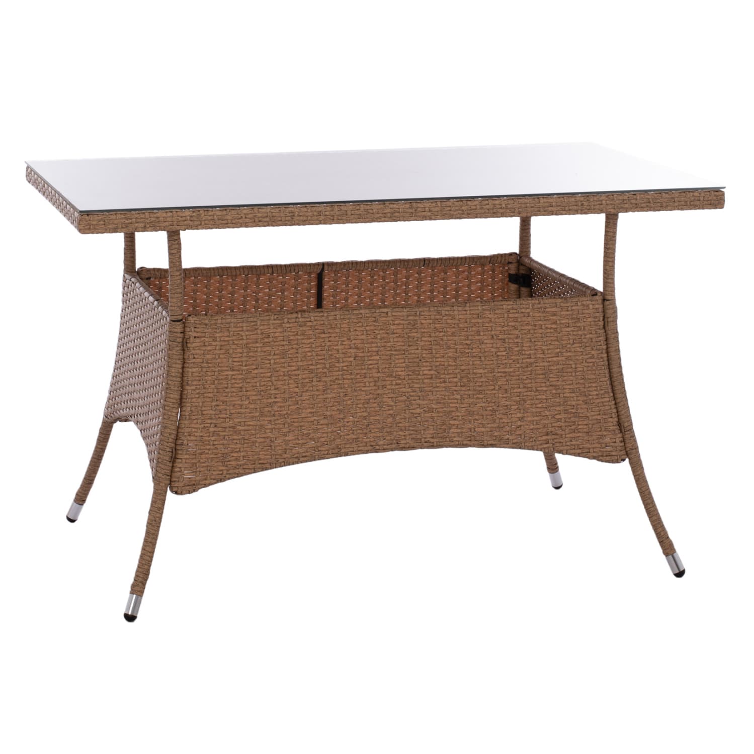 МАСА МЕТАЛИЧНА MILITARY RATTAN БЕЖА КАФЕ 120x70x75Υ cm