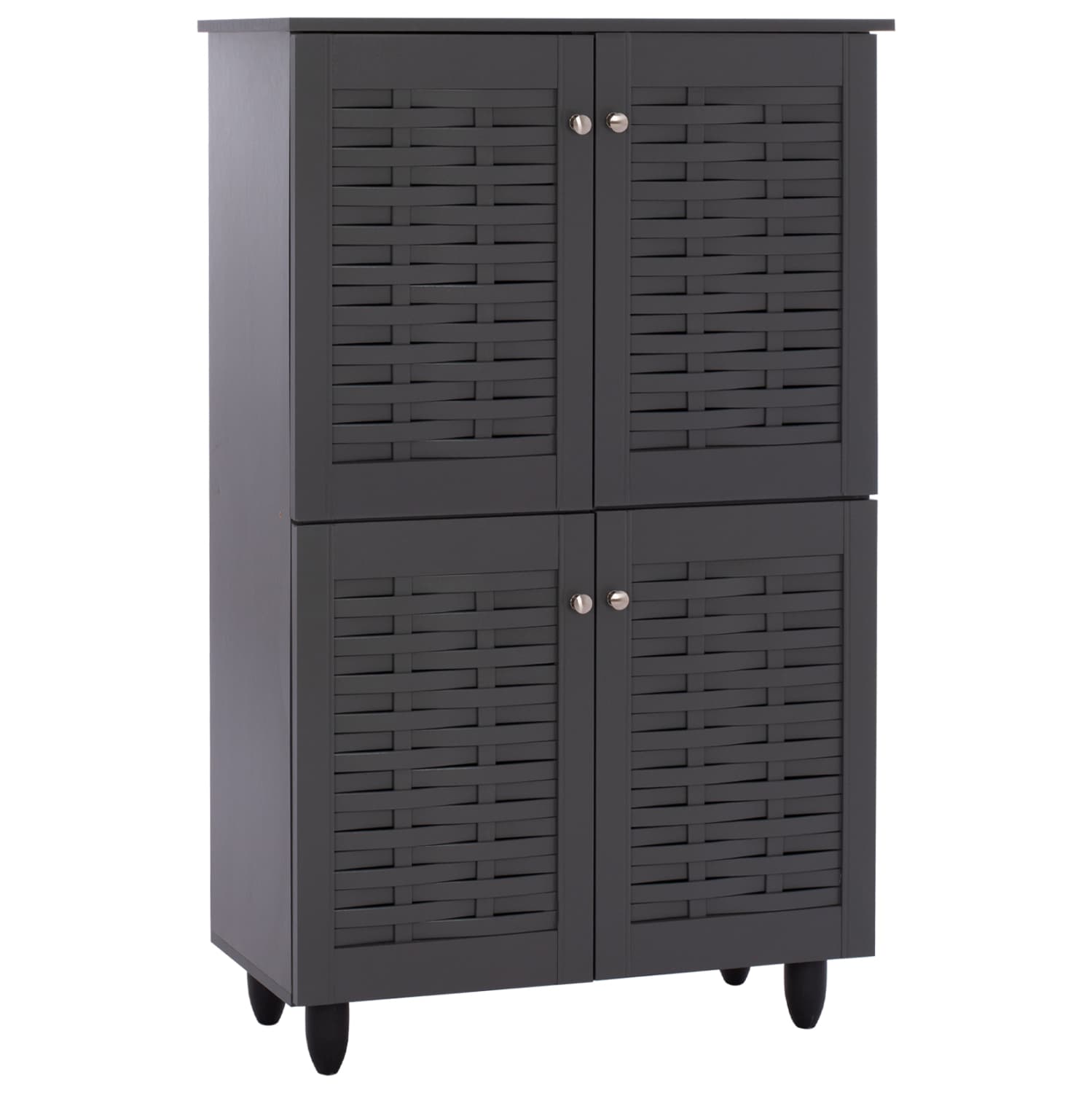 SHOE CABINET KABIRA 4-DOOR MELAMINE IN DARK GREY COLOR 77x34x123Hcm.