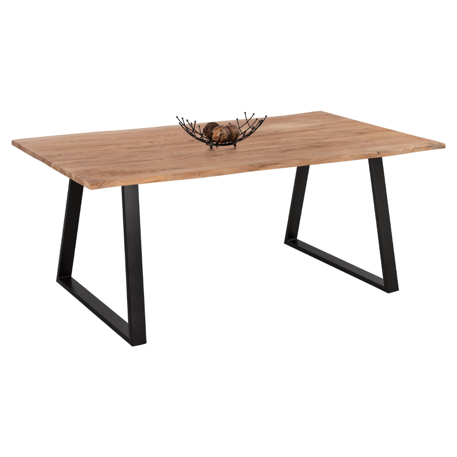 МАСА ЗА ЈАДЕЊЕ АКАЦИЈА МАСИВНА АКАЦИЈА СО ЦРНИ НОЗЕ 200X100X77H CM