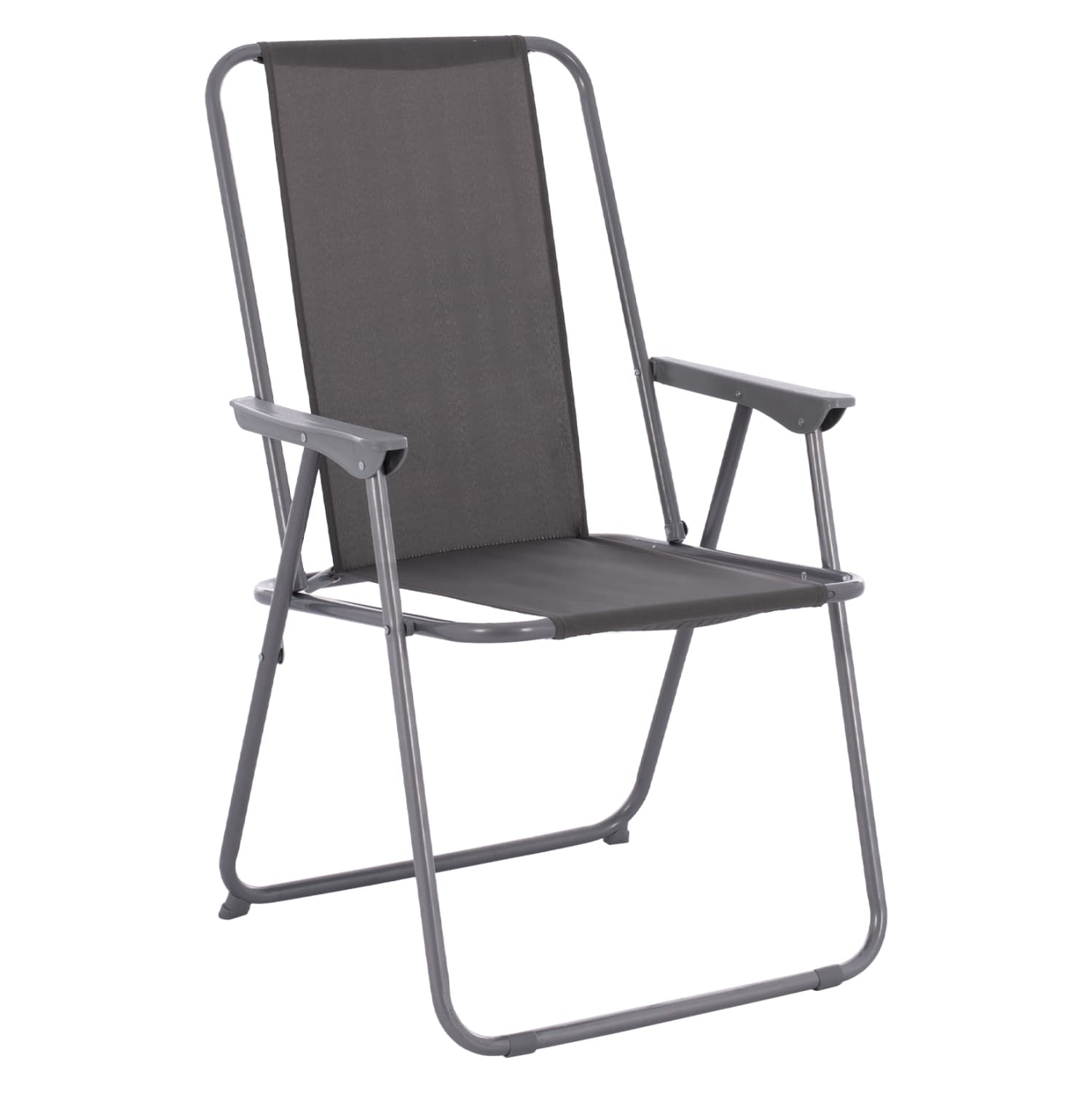 BEACH CHAIR, GREY FABRIC, METAL FRAME, HIGH BACK