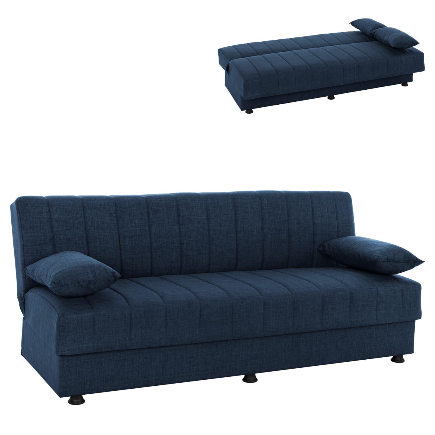 ANDRI, SOFA-BED, 3 SEATER, BLUE FABRIC- 180x83x74Η