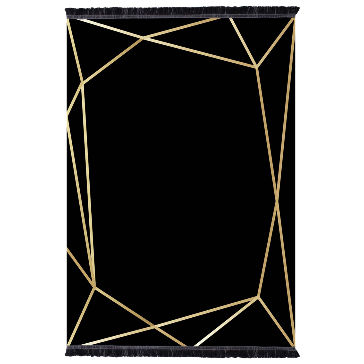 120X170cm, black-gold with fringes, JOSIANE