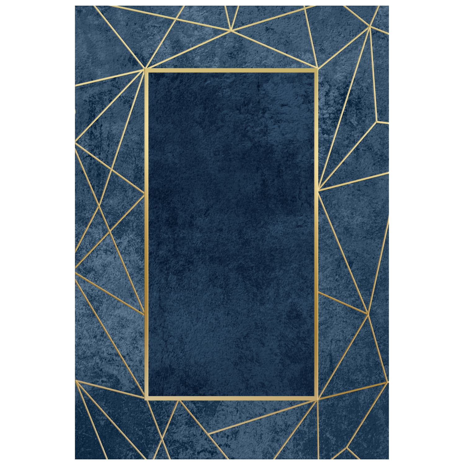 160X230cm, JOSIANE, blue-gold carpet, fringes