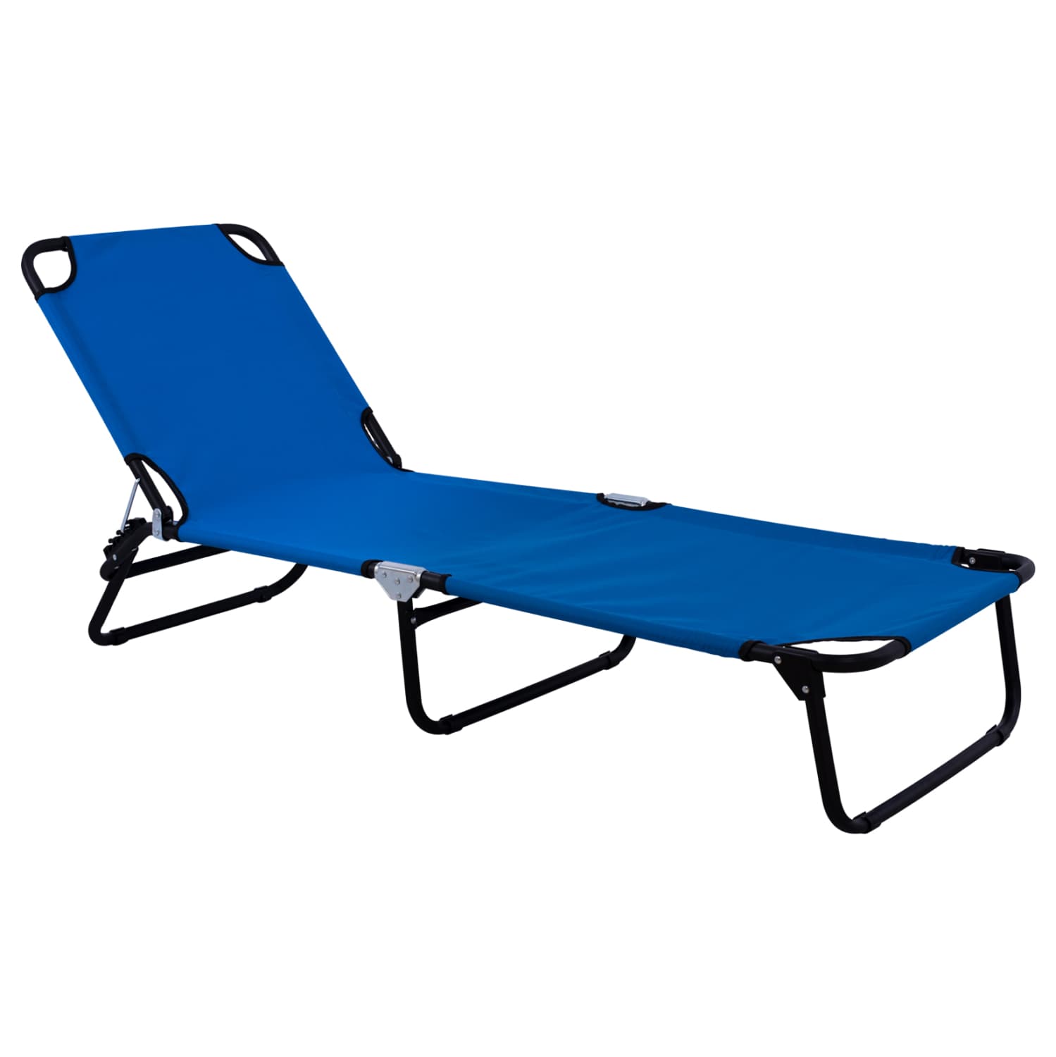 SUNBED BLACK METALLIC WITH BLUE WATERPROOF FABRIC