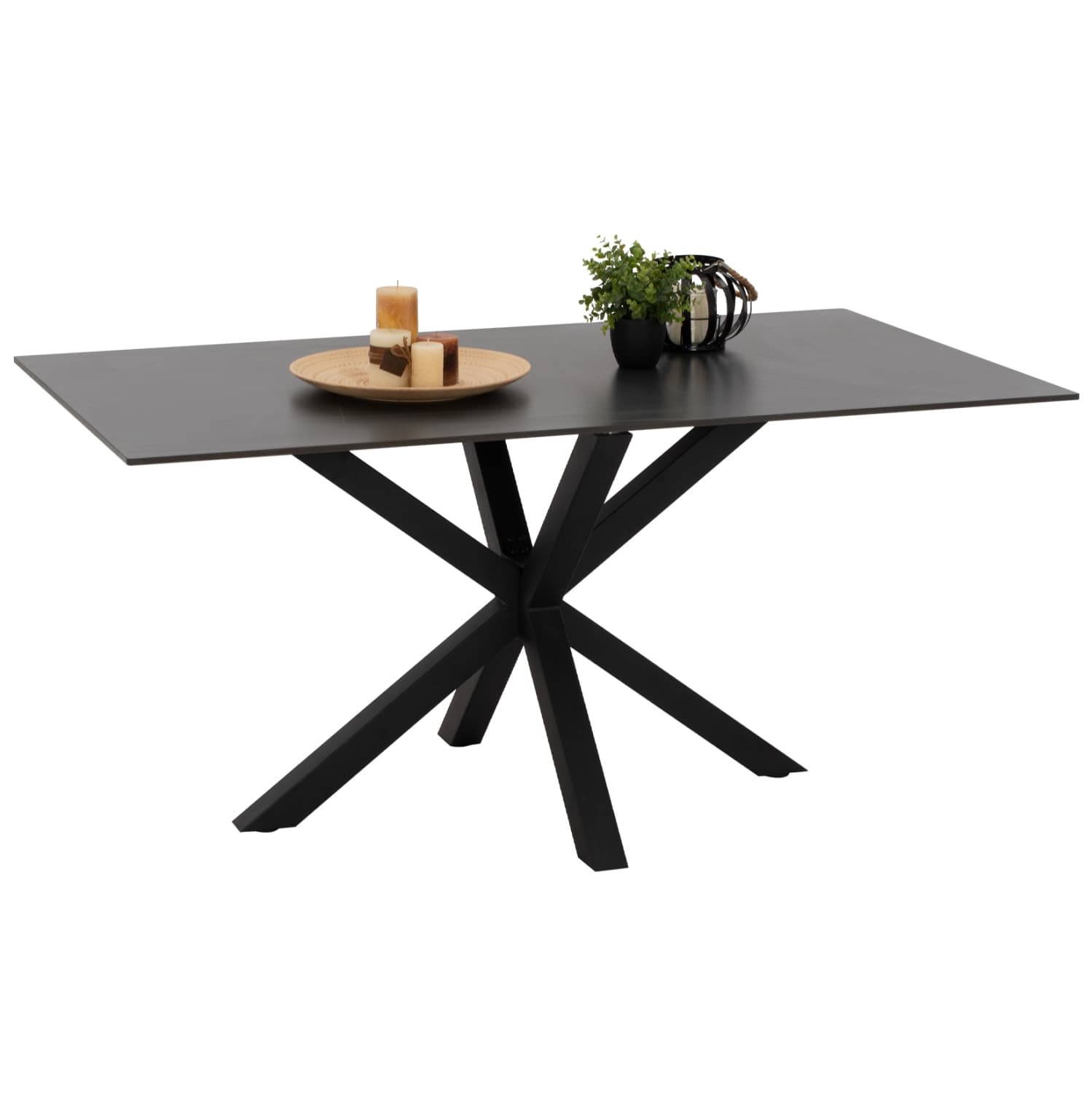 МАСА ЗА ЈАДЕЊЕ SYNTEC СИНТЕРИРАНО КАМЕЊЕ ЦРНИ МЕТАЛНИ НОЗЕ 160x90x75H cm