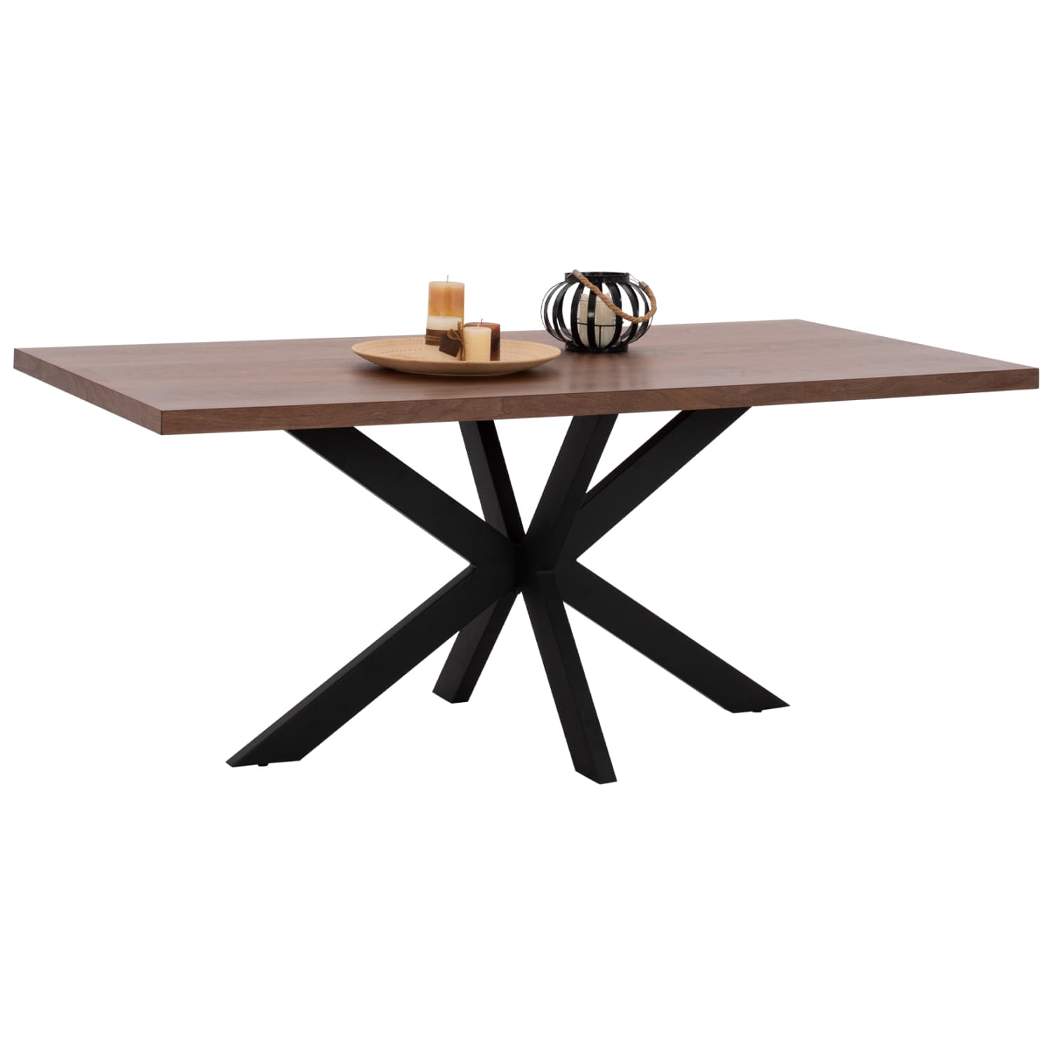 МАСА ЗА ЈАДЕЊЕ SARI MDF ПОВРШИНА СО ОРЕХОВИНА ВЕНЕР РУСТИЧЕН СТИЛ 180x90x75Hcm
