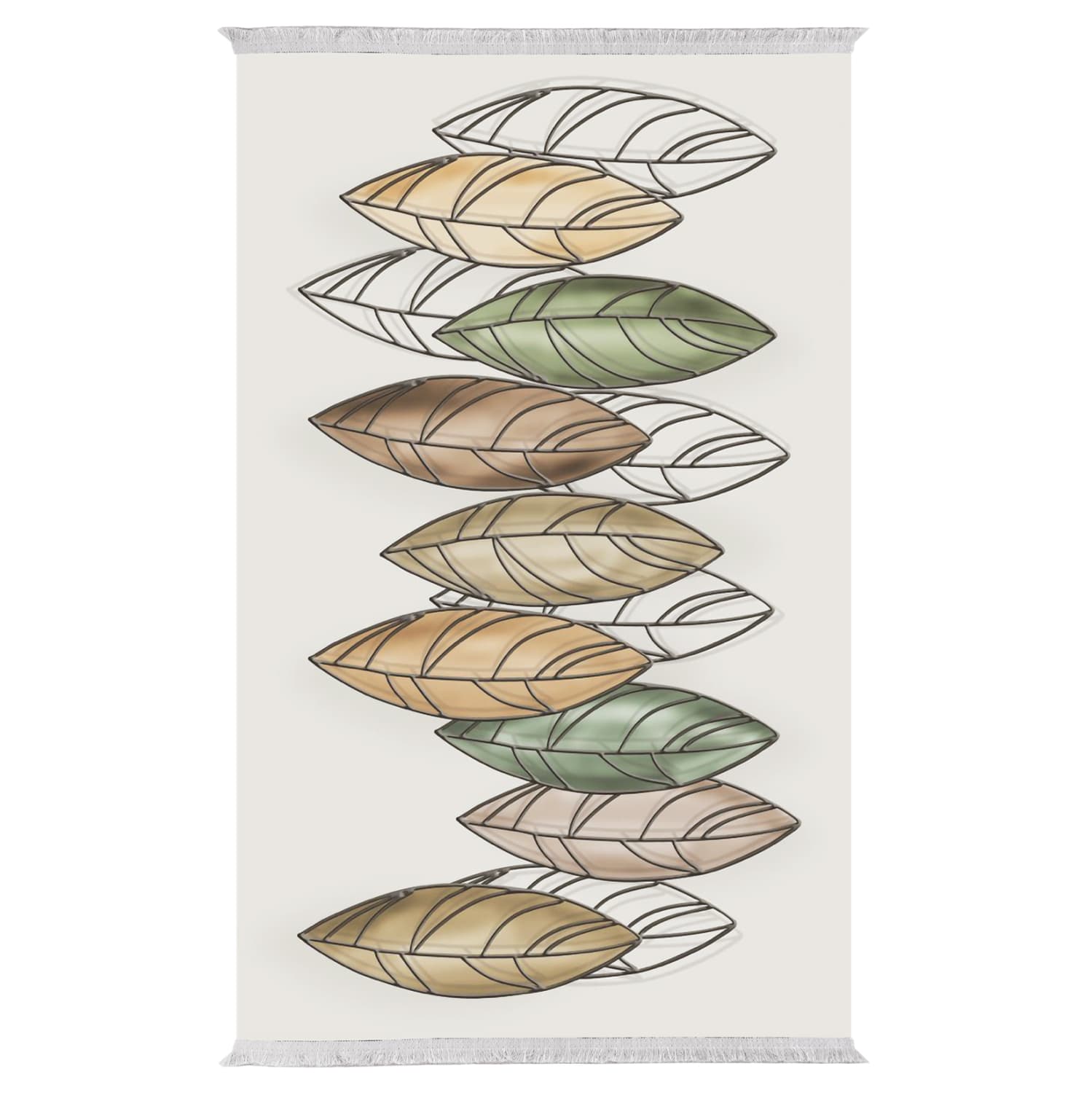 LIVING ROOM CARPET WITH FRINGES JOSIANE LEAVES 120X170