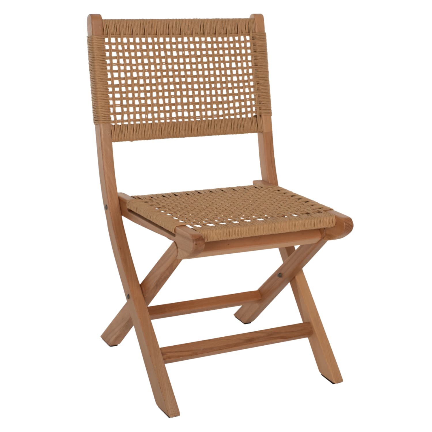 FOLDING CHAIR SARR BEECH WOOD AND ROPE IN NATURAL 47X58X84Hcm.