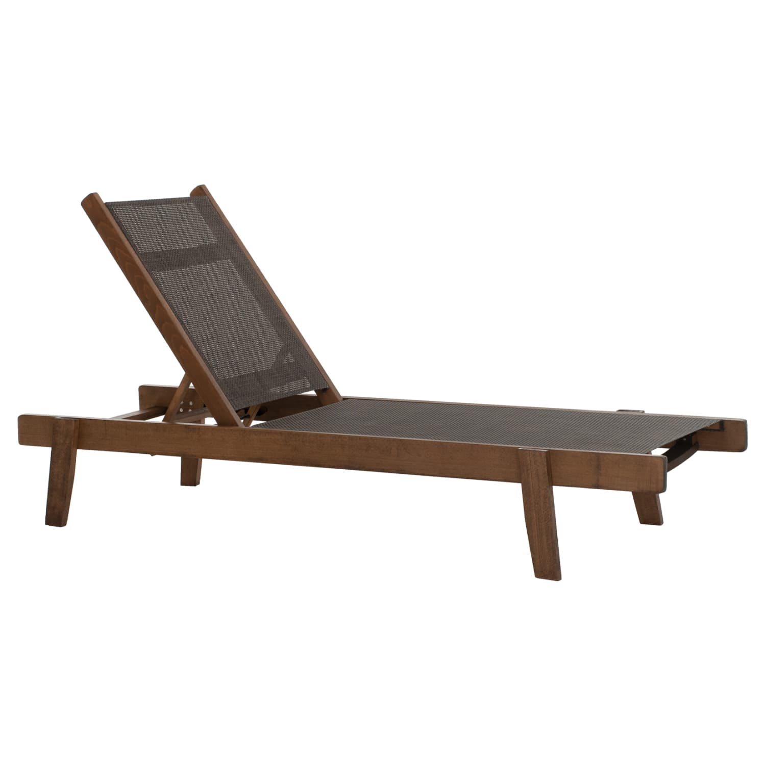 SUNBED PROFESSIONAL CRETA BEECH WOOD IN WALNUT COLOR & BROWN TEXTILENE 200x61-66x31-91Hcm.