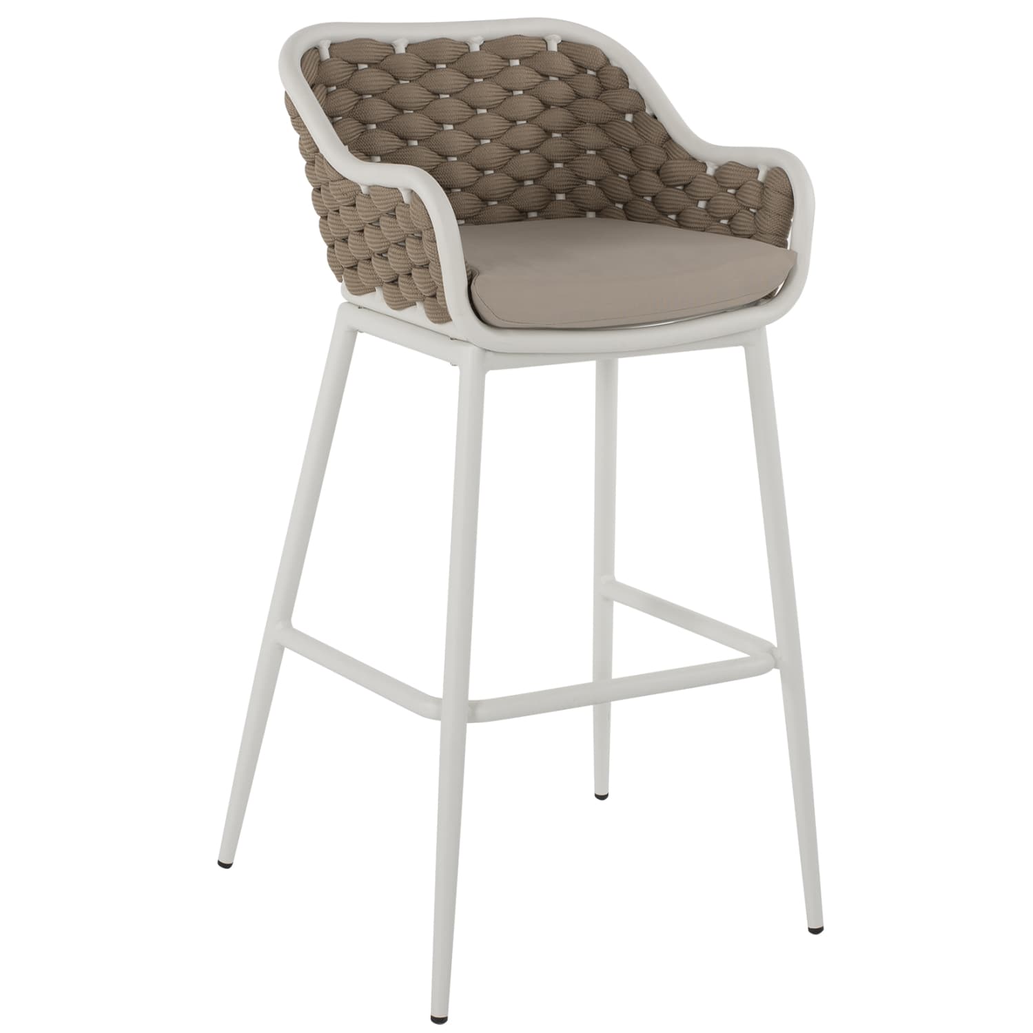 STOOL ALUMINUM WHITE WITH BEIGE ROPE 50x51x103Hcm.
