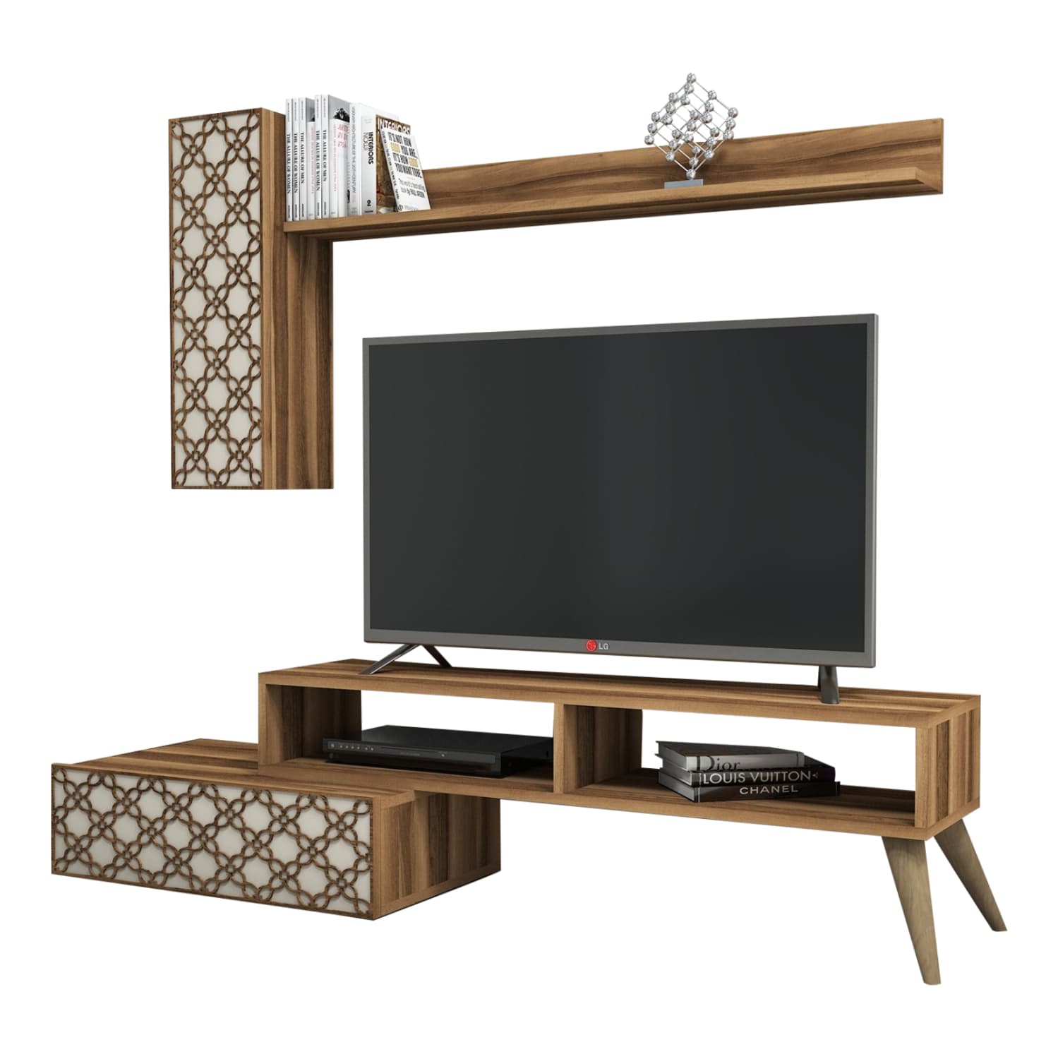 КОМПЛЕТ ТВ НАМЕШТАЈ МЕЛАМИН ВО ОРЕВ И КРЕМ 150x37.2x37.8Hcm.