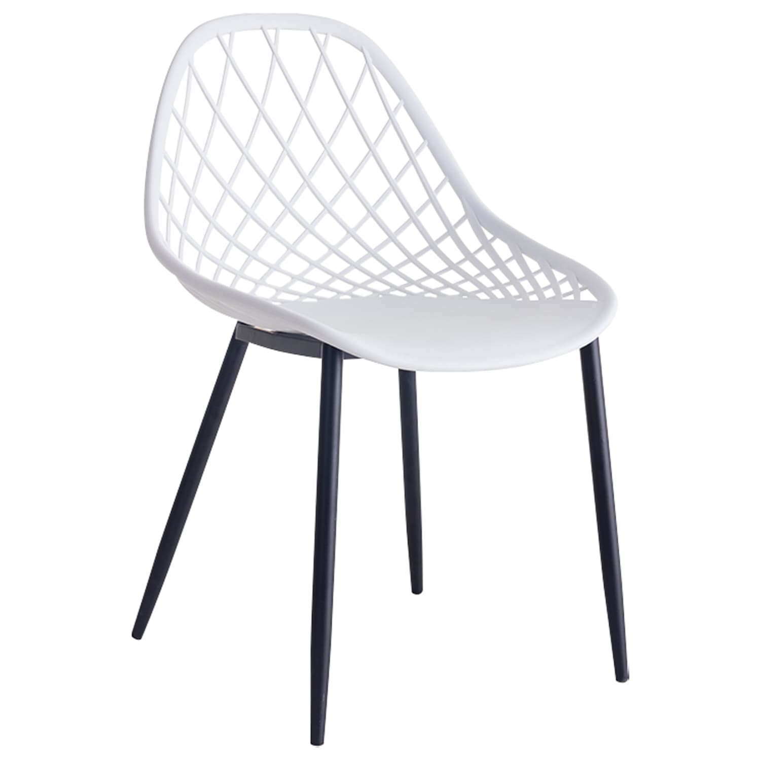 CHAIR POLYPROPYLENE IN WHITE COLOR WITH BLACK METAL LEGS 52x53x82Hcm.