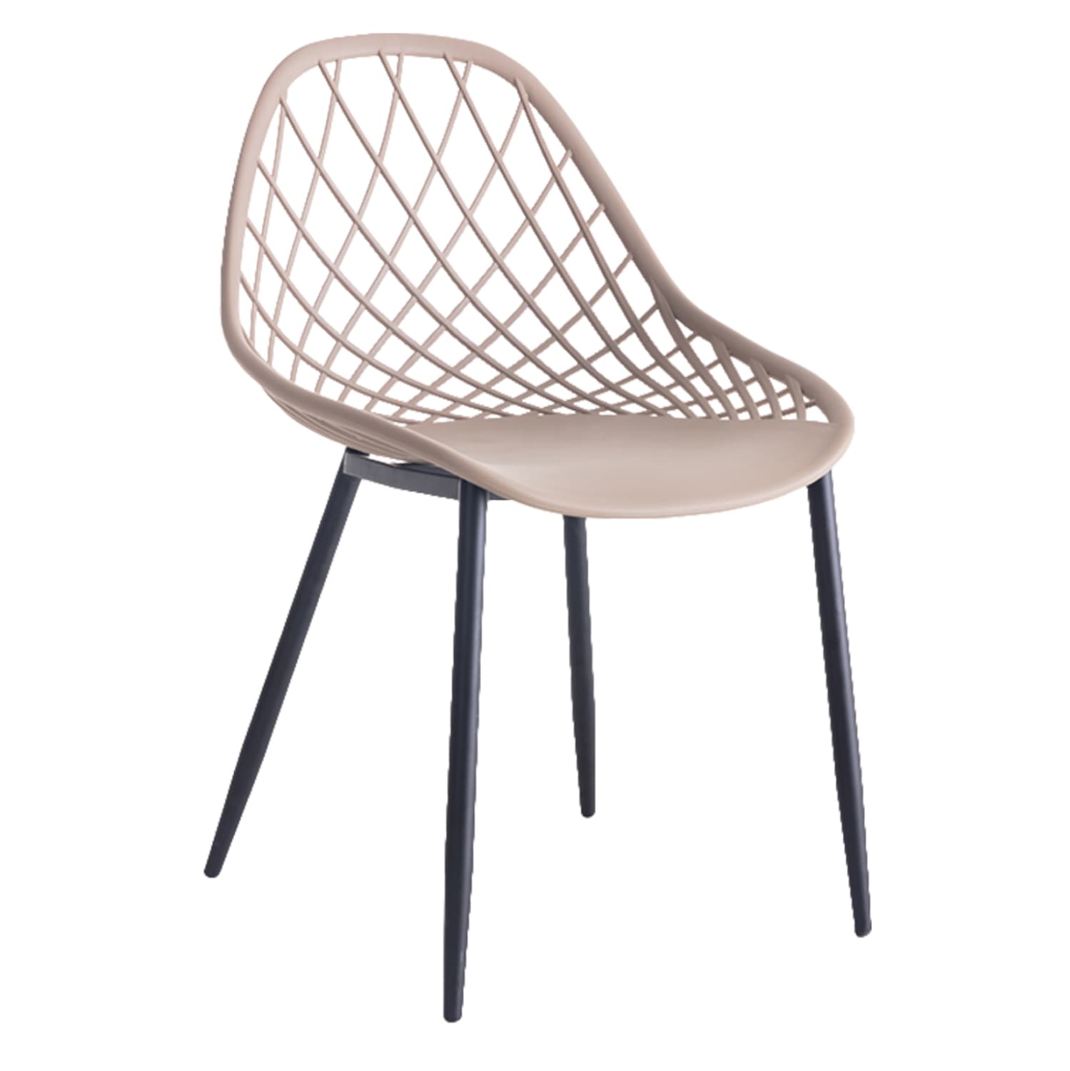 CHAIR POLYPROPYLENE IN CAPPUCCINO COLOR WITH BLACK METAL LEGS 52x53x82Hcm.