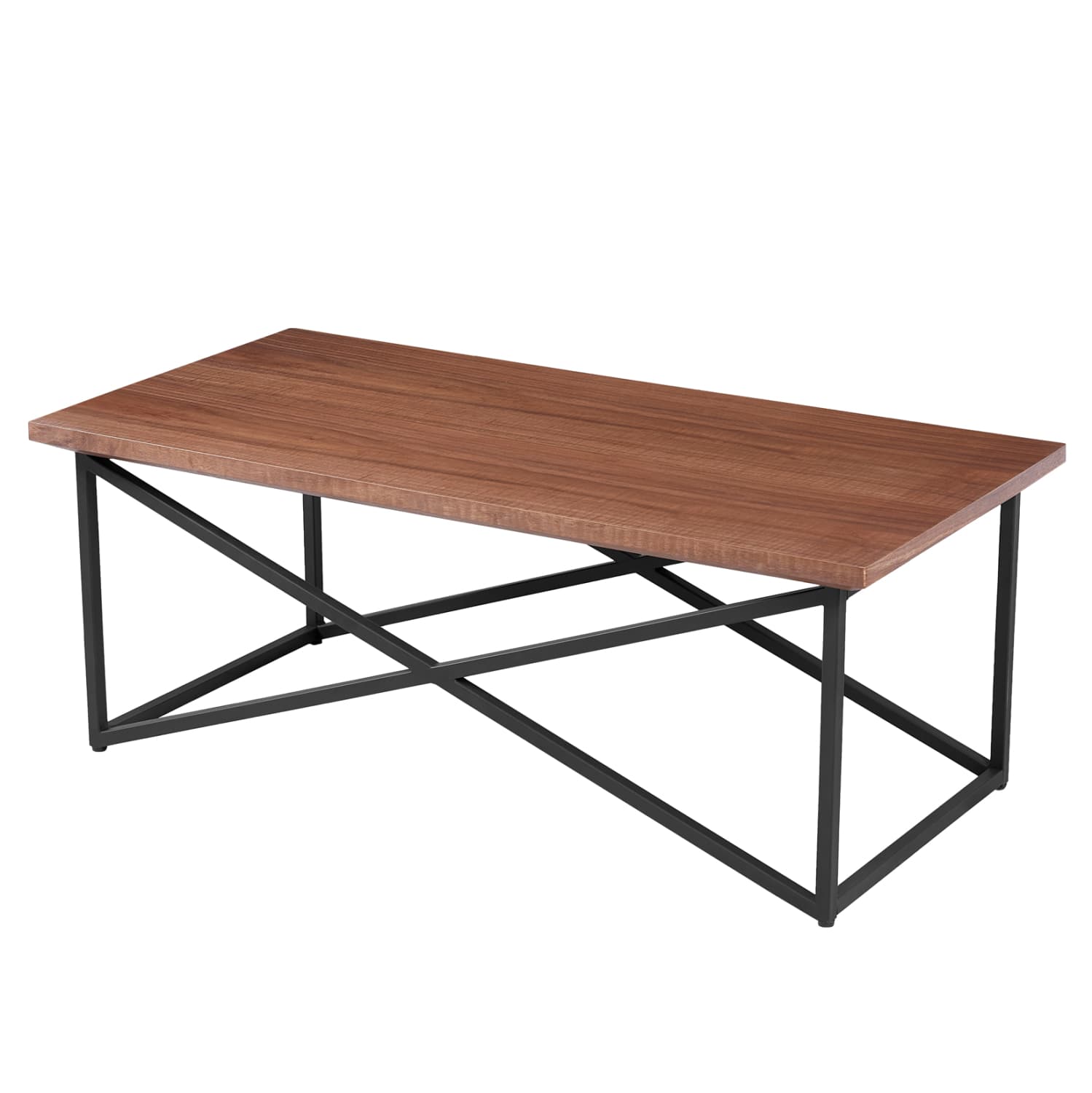 МАСИЧКА ЗА КАФЕ МДФ СО ФУРНИР ОД ОРЕВО ВО ДРВО-ЦРНА МЕТАЛНА ОСНОВА 120x60x45,5Hcm.
