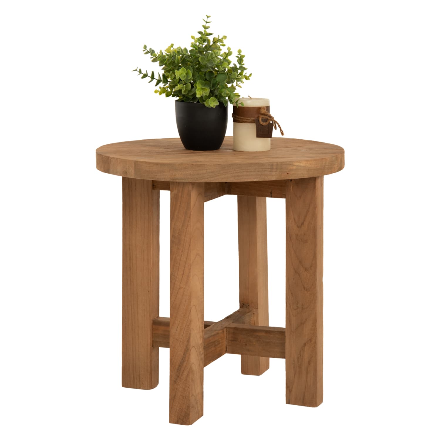 STOOL ROUND TEAK WOOD IN NATURAL COLOR 45,5x40x45Hcm.
