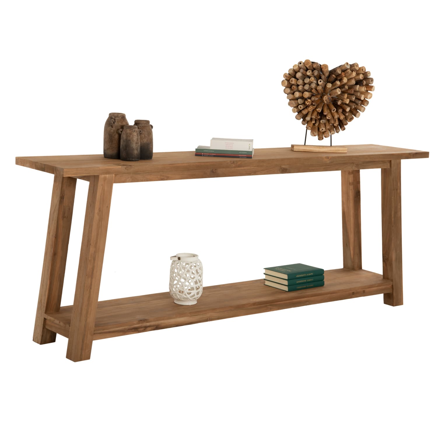 CONSOLE NO DRAWER MADE OF RECYCLED TEAK WOOD 240x45x91Hcm.