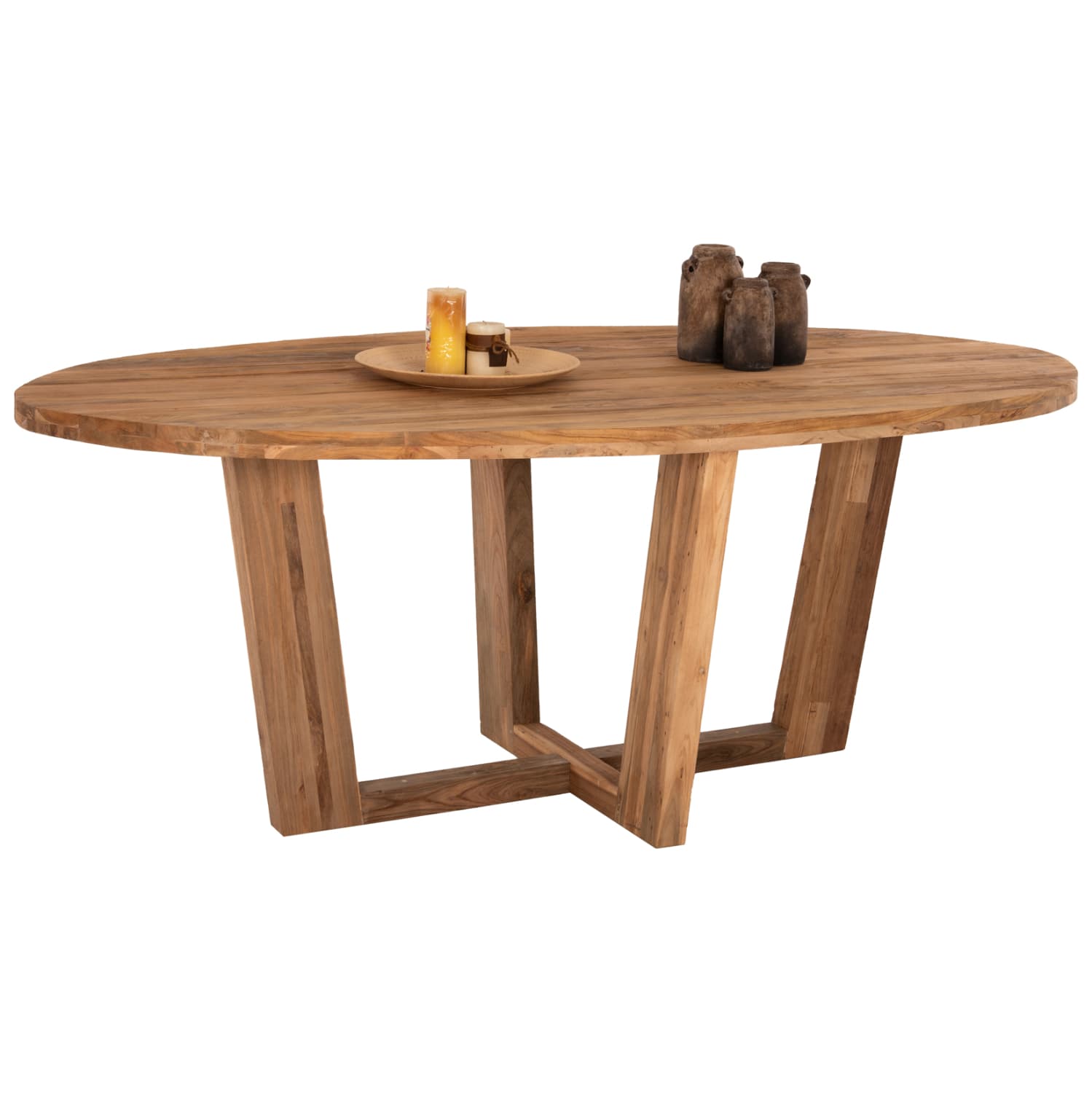 ТРАПЕЗАРИСКА МАСА ОВАЛНА CARIB РЕЦИКЛИРАНО ТИКОВО ДРВО 209x109x80Hcm.--B'RATED