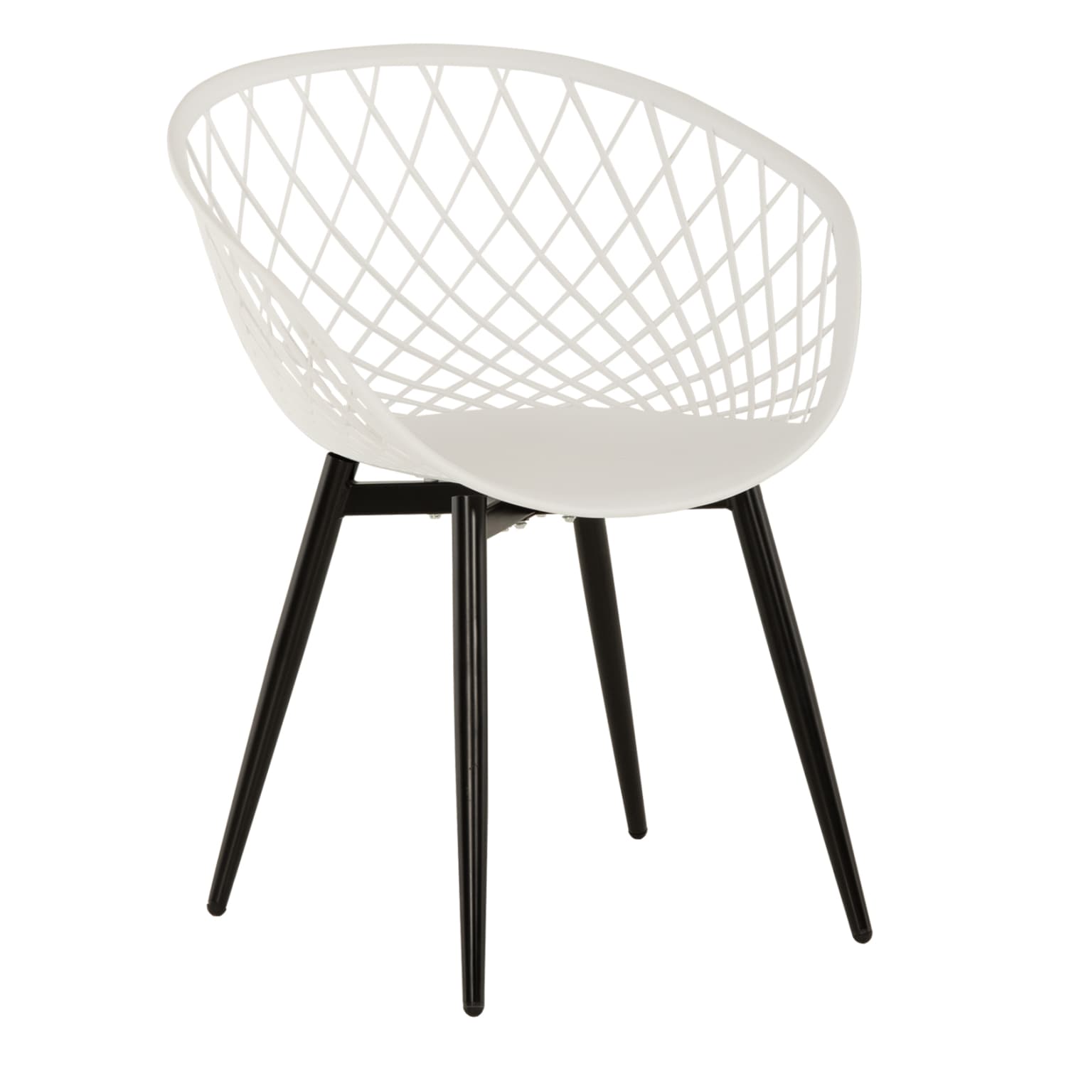 ARMCHAIR ARIADNE WHITE POLYPROPYLENE-BLACK METAL LEGS 63x56x80Hcm.