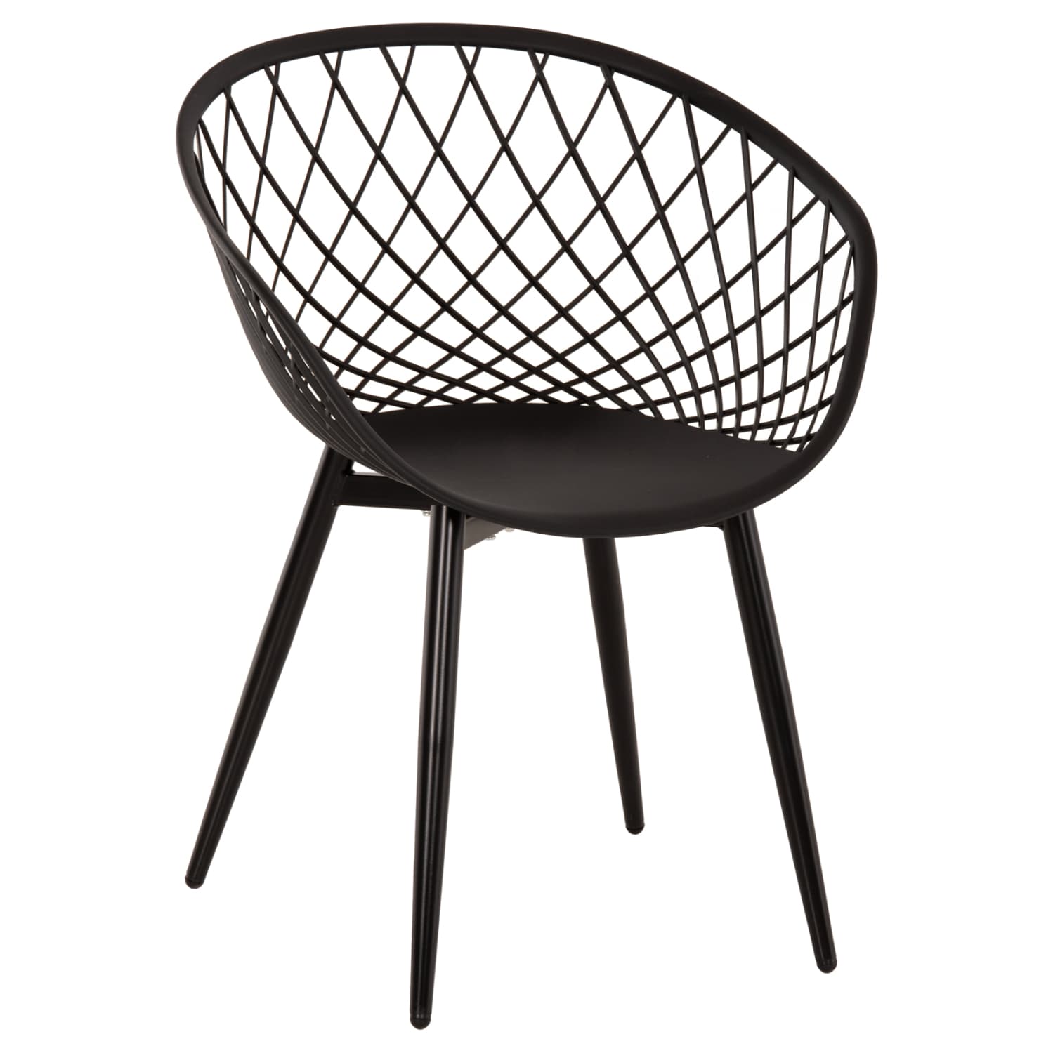ARMCHAIR ARIADNE BLACK POLYPROPYLENE- BLACK METAL LEGS 63x56x80Hcm.