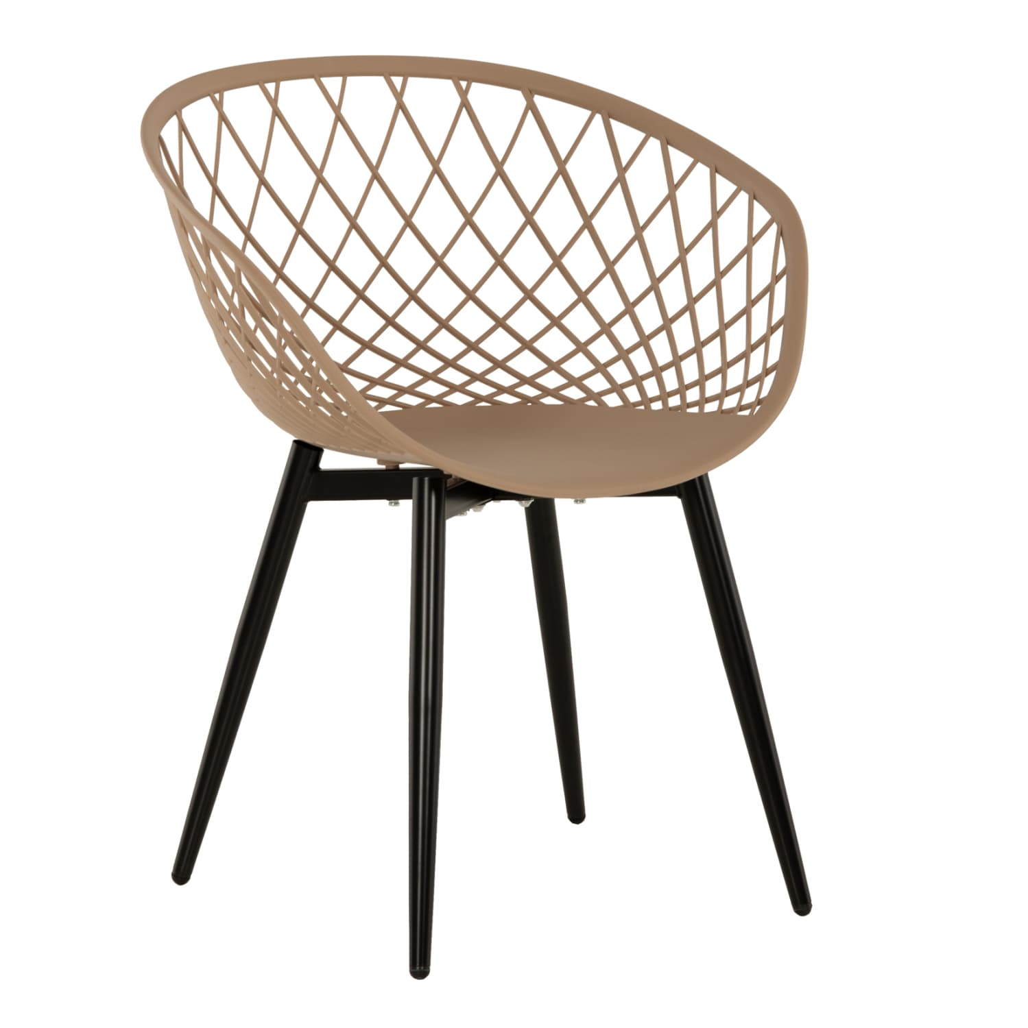 ARMCHAIR ARIADNE CAPPUCCINO POLYPROPYLENE-BLACK METAL LEGS 63x56x80Hcm.