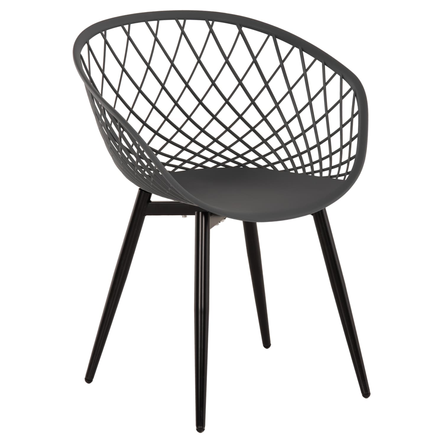 ARMCHAIR ARIADNE GREY POLYPROPYLENE-BLACK METAL LEGS 63x56x80Hcm.