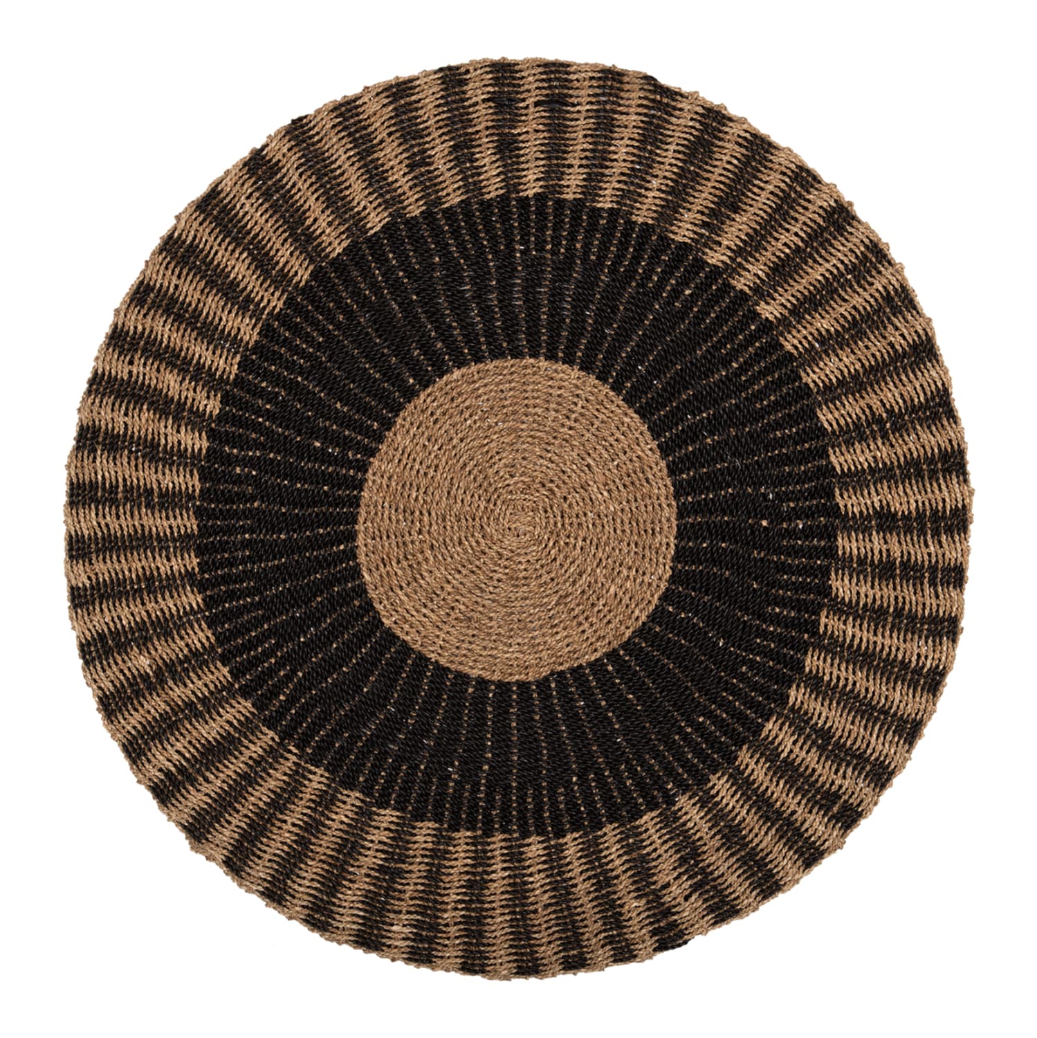 ROUND CARPET KIRKI NATURAL SEAGRASS FIBERS IN BLACK-NATURAL COLOR Φ200cm.