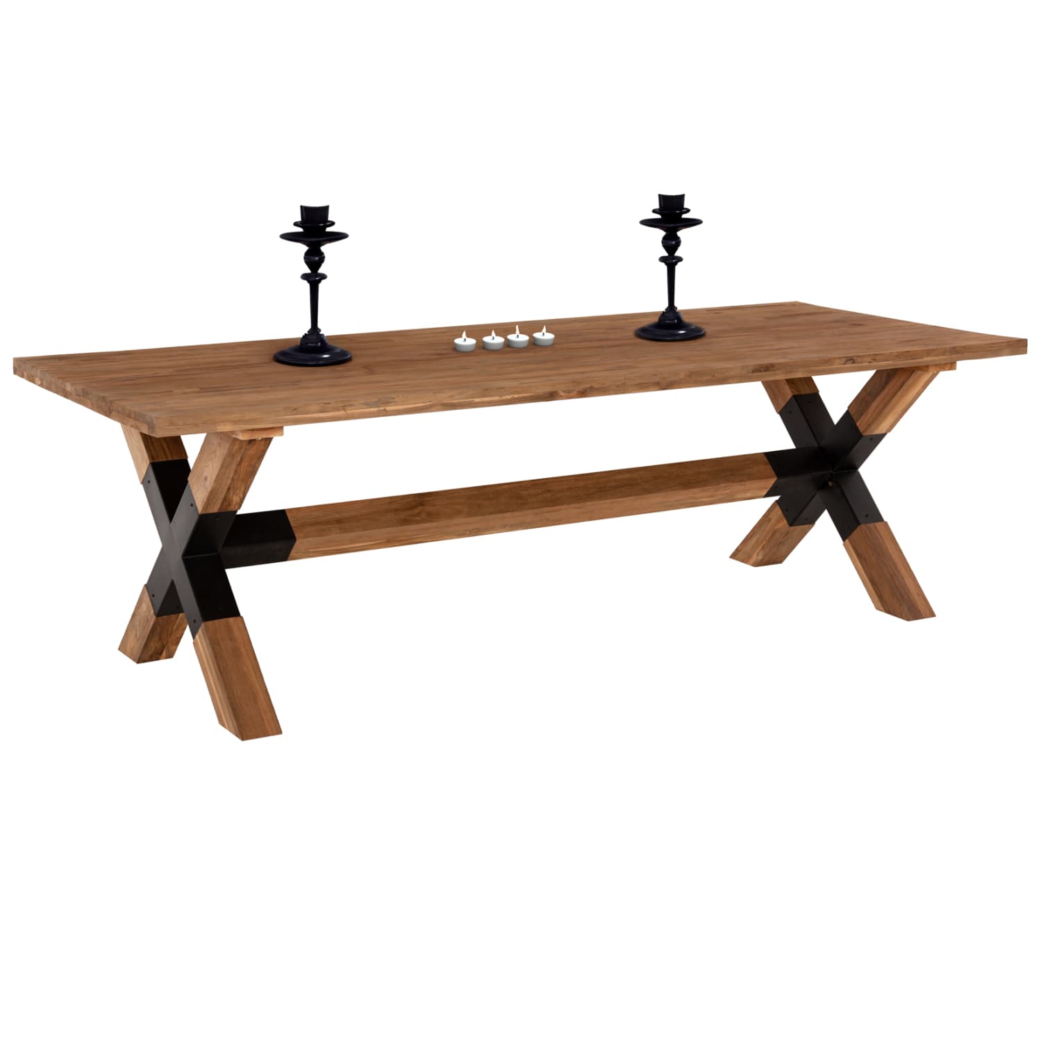 ТРАПЕЗАРИСКА МАСА KATTE МАСИВНО РЕЦИКЛИРАНО TEAK ДРВО-НОЗЕ СО МЕТАЛ 250x100x78Hcm.