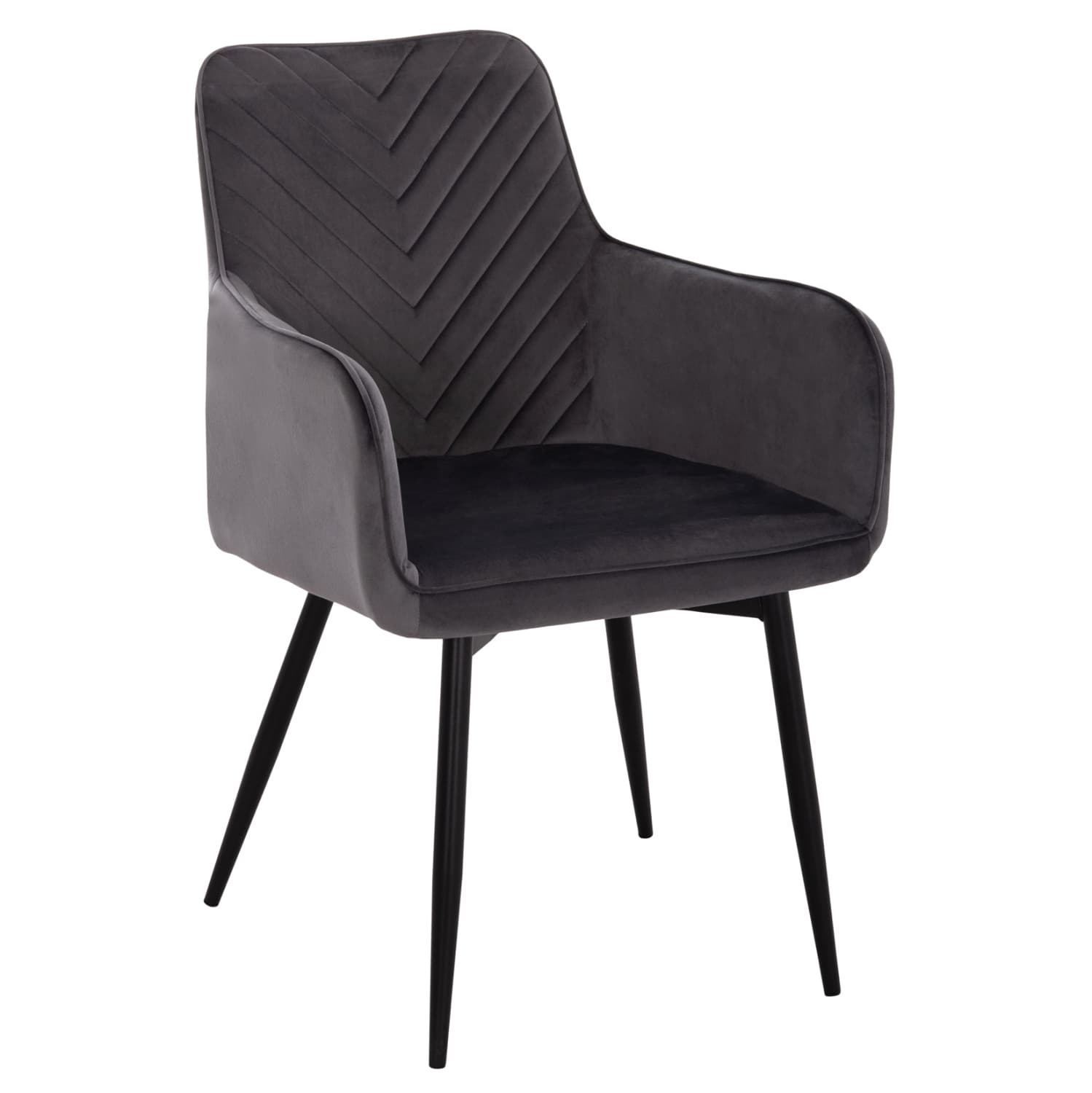 ARMCHAIR LATRELL GREY VELVET & BLACK METAL LEGS 54x57x84Hcm.