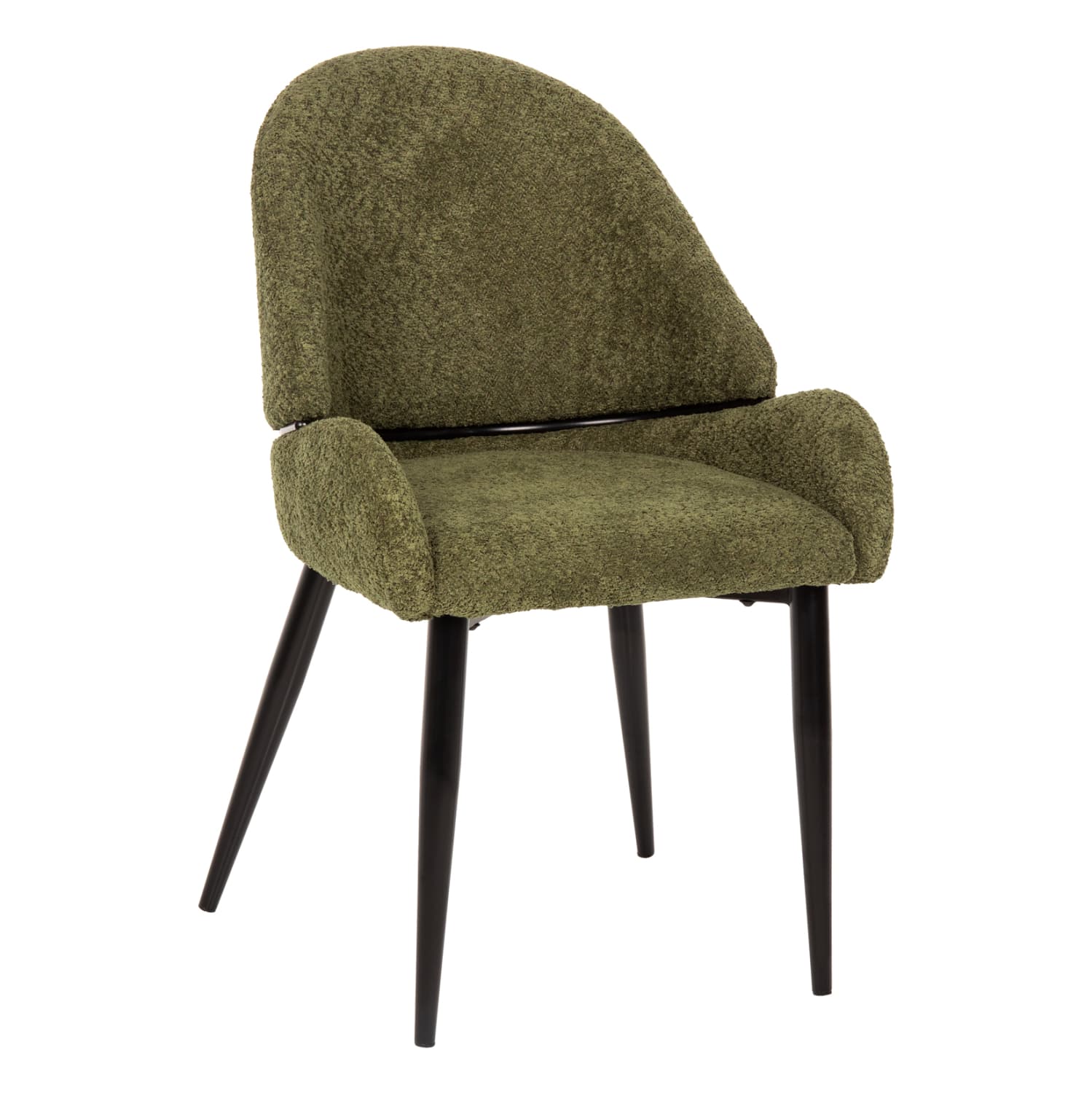 CHAIR SARKY BOUCLE GREEN FABRIC-BLACK METAL LEGS 55x62x89Hcm.