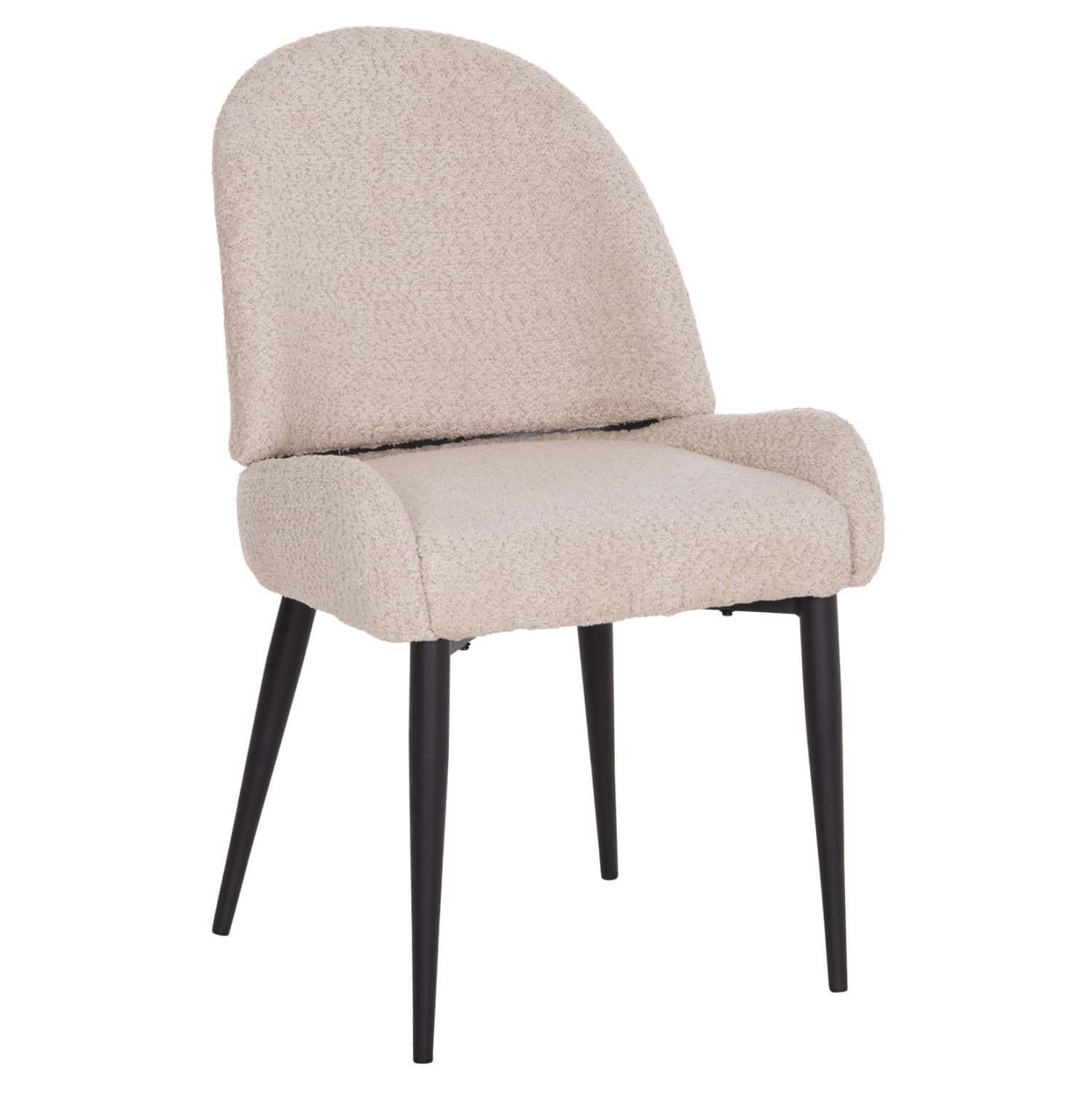 CHAIR SARKY BOUCLE ECRU FABRIC-BLACK METAL LEGS 56x64x88Hcm.