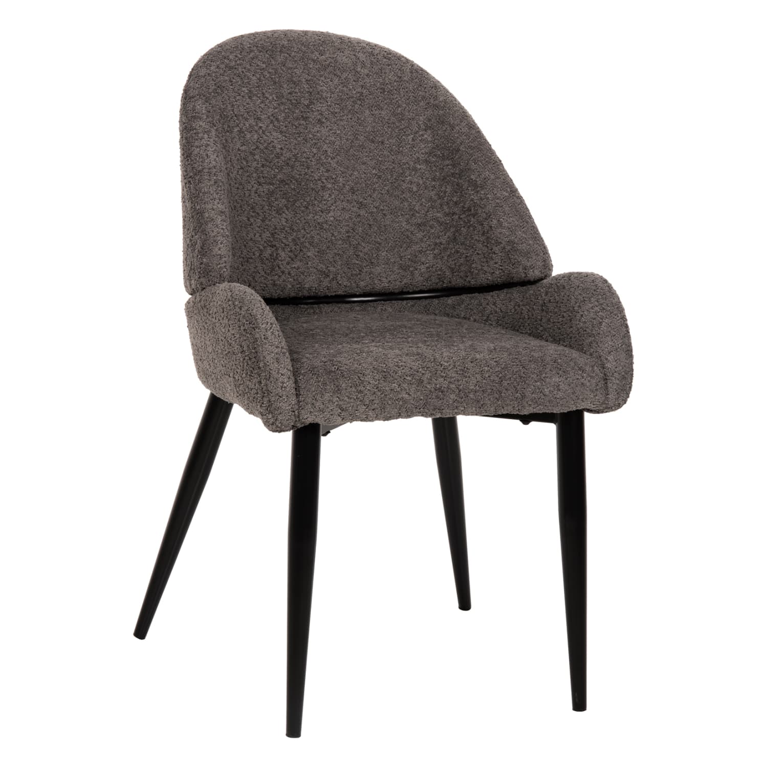CHAIR SARKY BOUCLE GREY FABRIC-BLACK METAL LEGS 55x62x89Hcm.