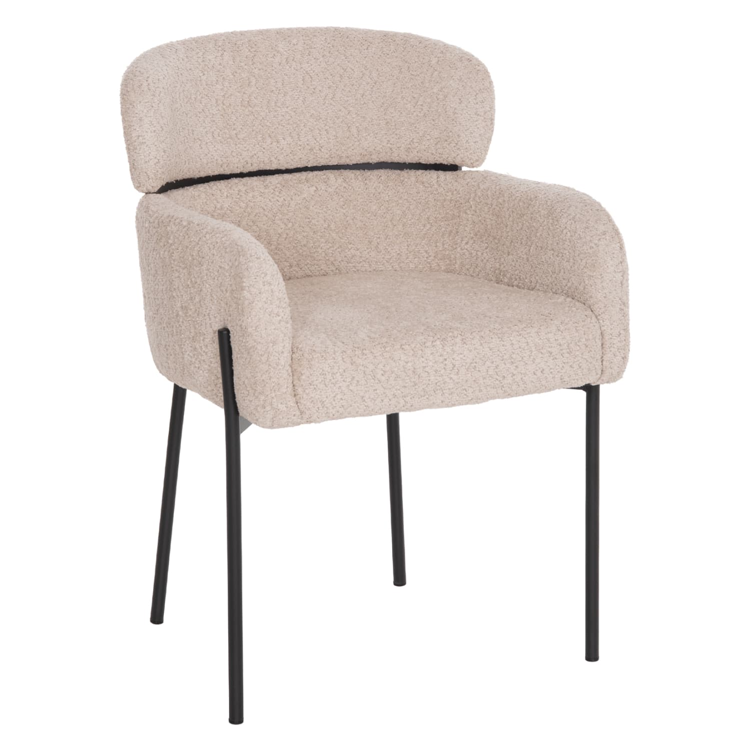 ARMCHAIR WOLF ECRU BOUCLE FABRIC-BLACK METAL LEGS 56x62x80Hcm.