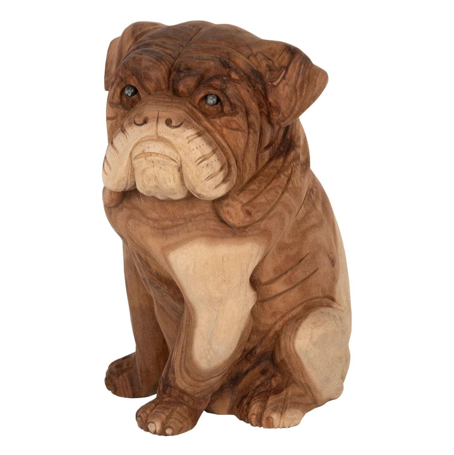 FLOOR DECORATION DOZER BULLDOG SUAR WOOD IN NATURAL COLOR 26x27x40Hcm.