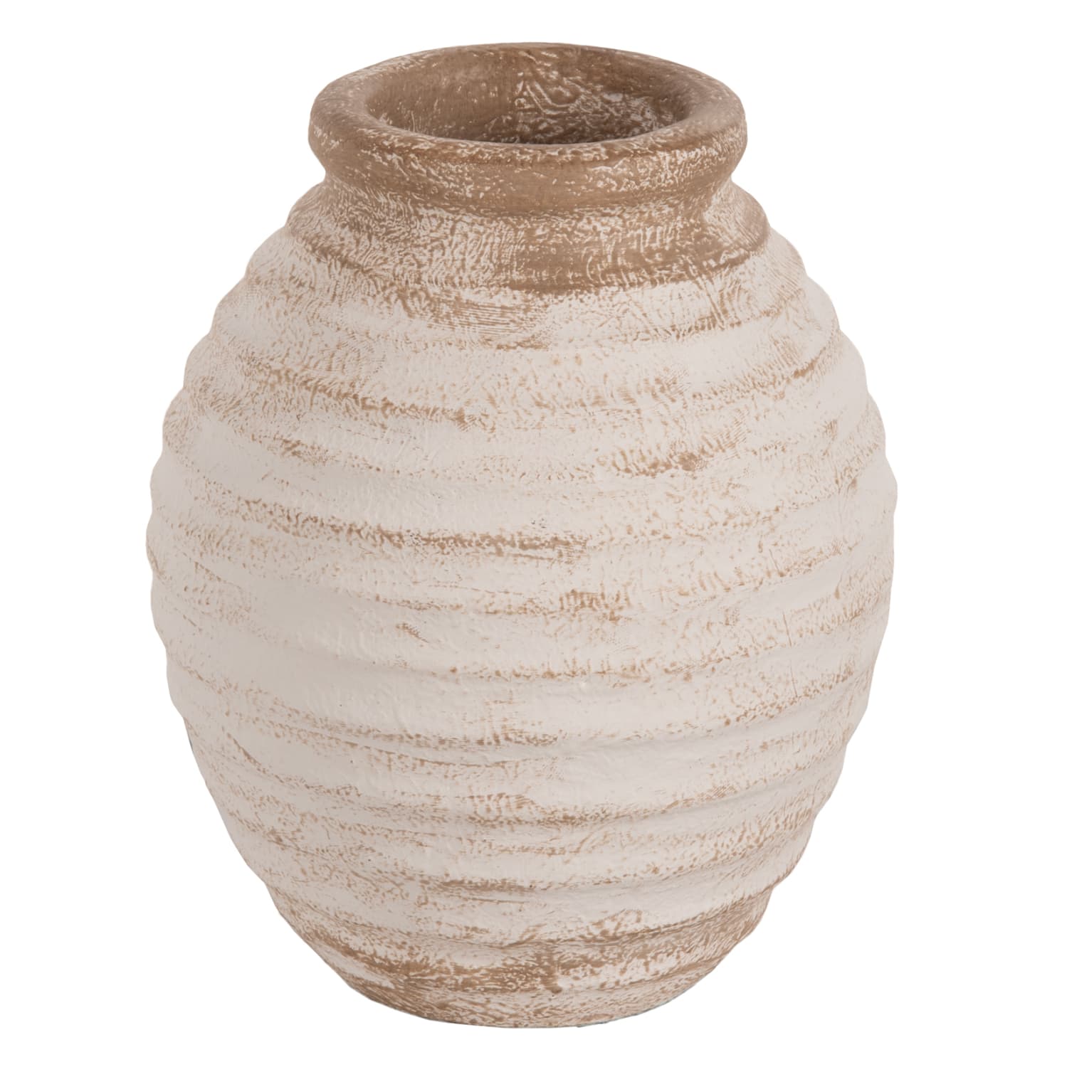 DECORATIVE VASE PYDNA TERRACOTTA IN ANTIQUE WHITE-BEIGE COLORING Φ20x25Hcm.