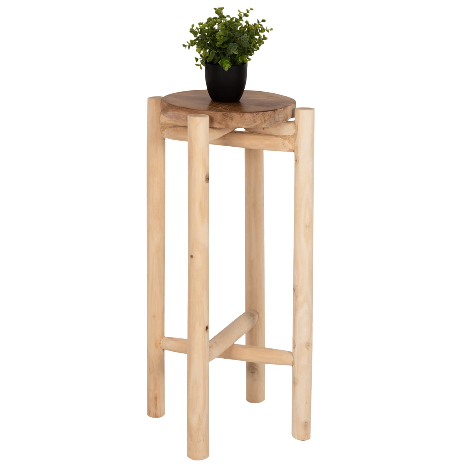 FLOWER PEDESTAL TEAK WOOD IN NATURAL COLOR Φ30x75,5Hcm.